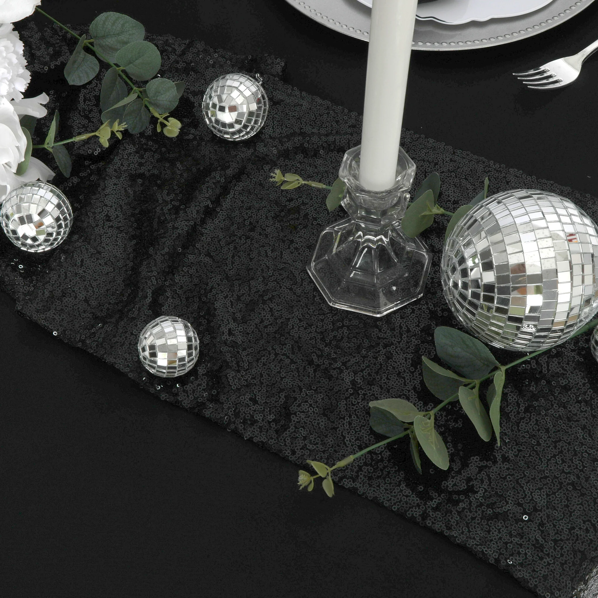 Scuba 120" Round Tablecloth - Black - Image 4