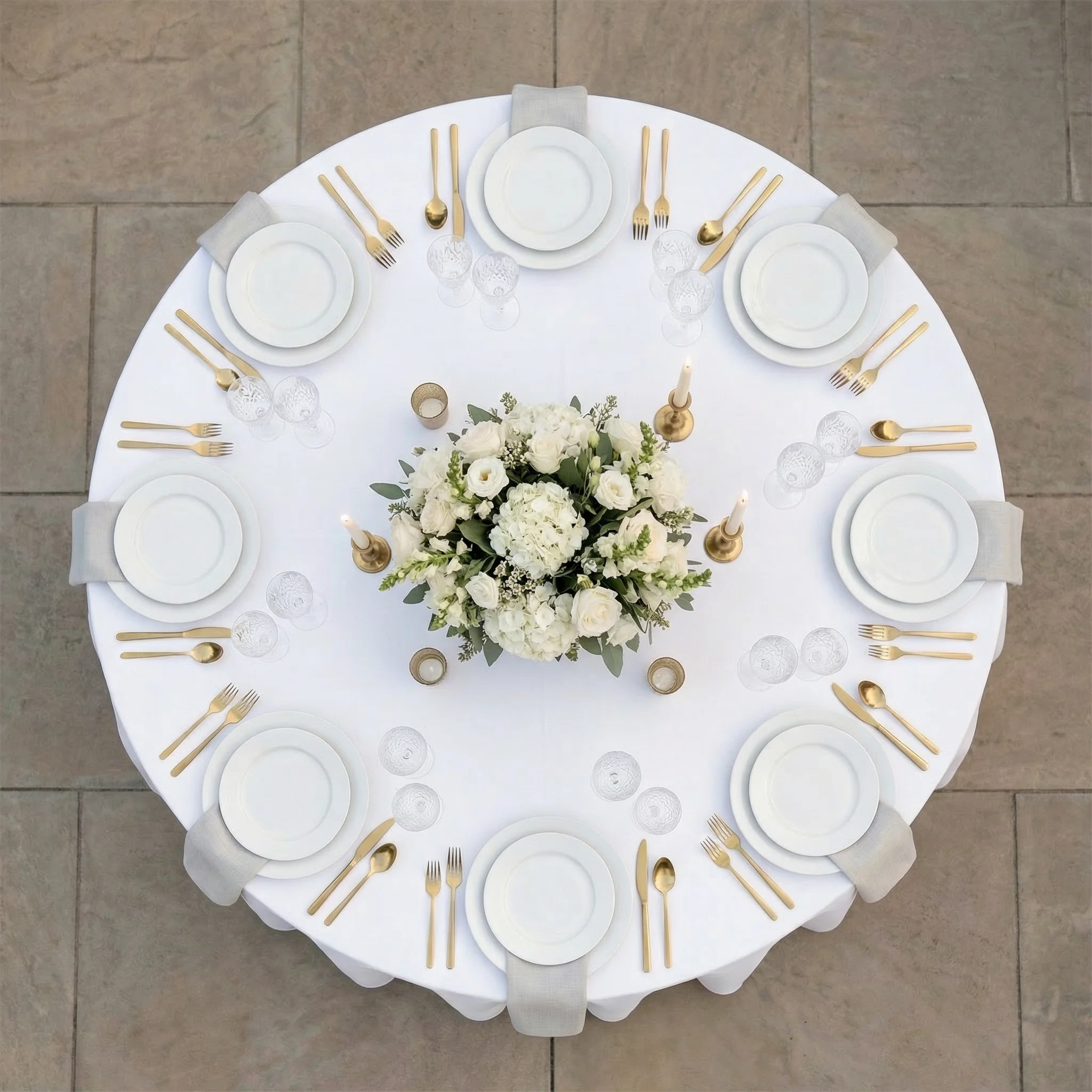 Scuba 120" Round Tablecloth - White - Image 3