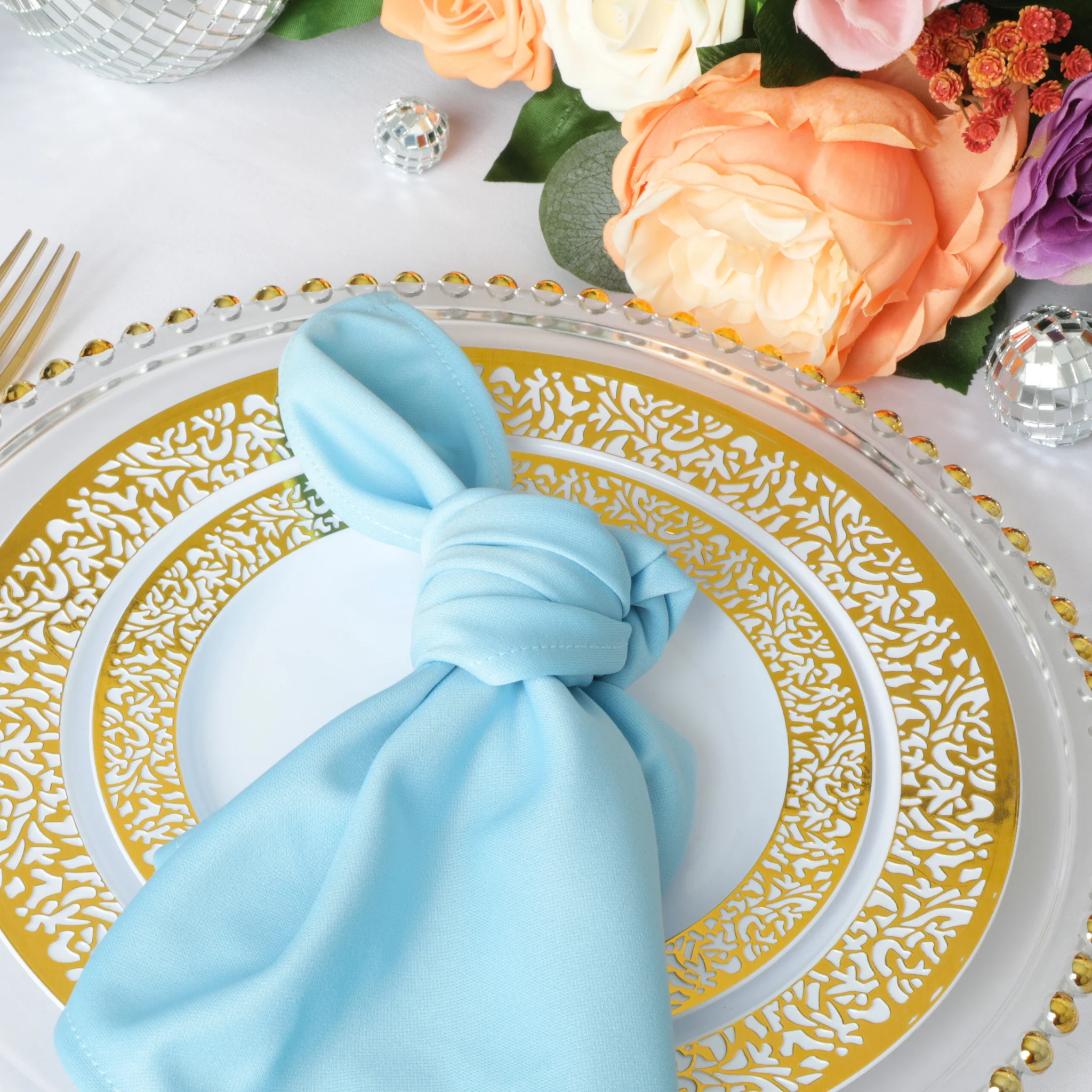 Scuba Napkin 20"x20" (5 pcs/pk) - Baby Blue - Image 2