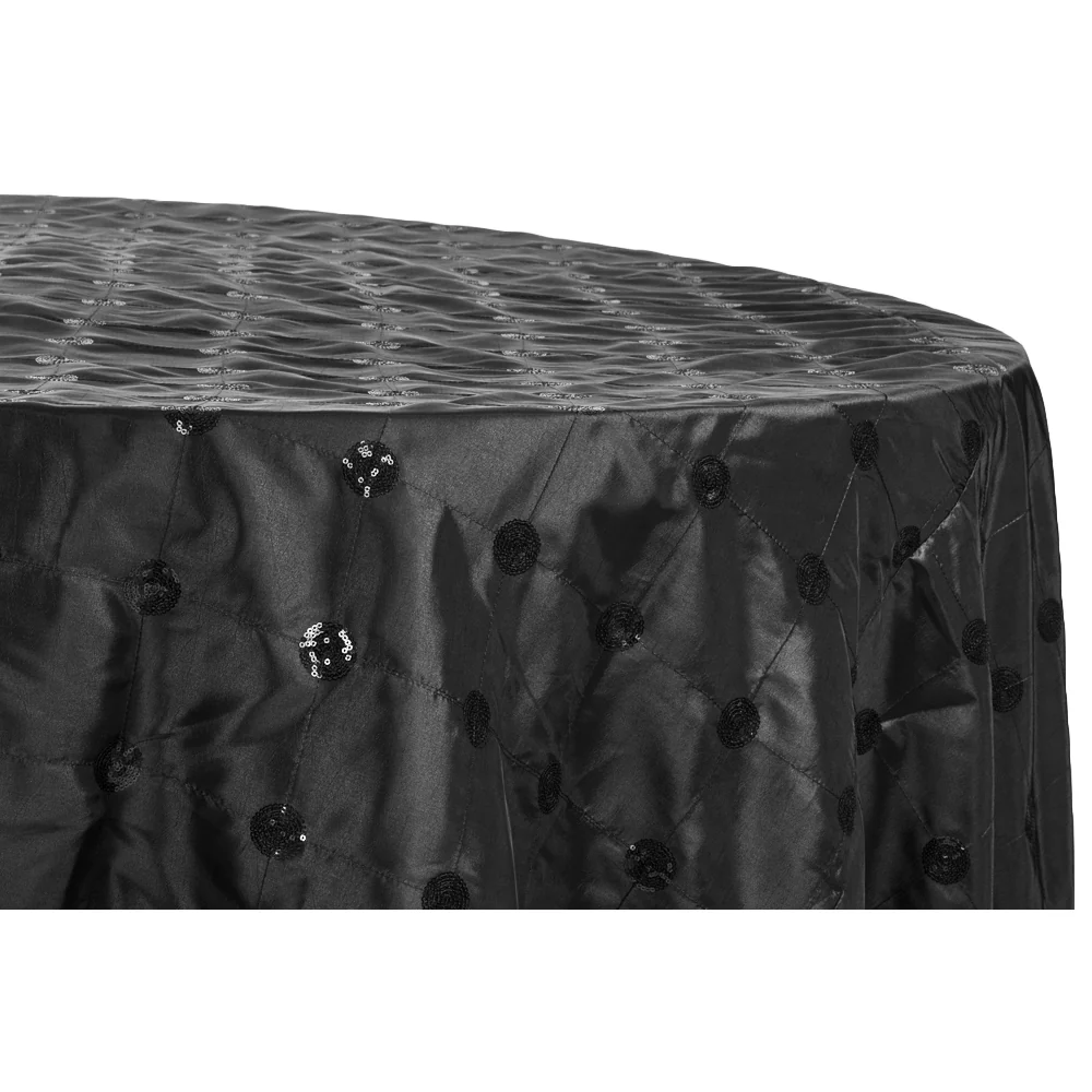 Sequin Embroidery Taffeta 120" Round Tablecloth - Black - Image 4
