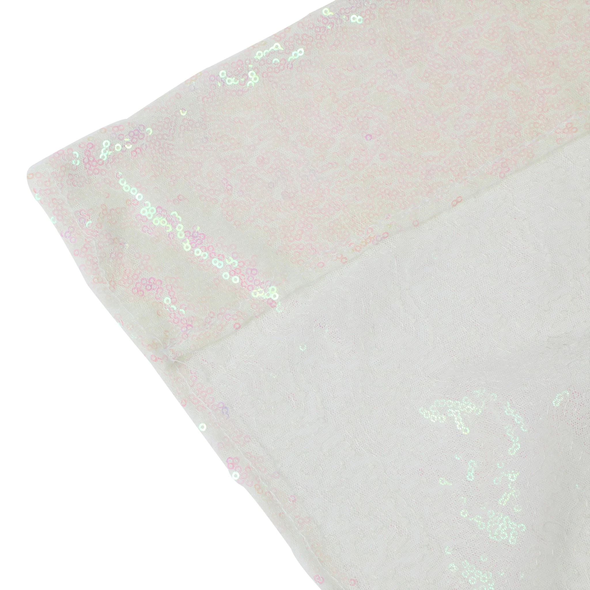 Glitz Sequin Mesh Net 10ft H x 52" W Drape/Backdrop panel - Iridescent White - Image 5
