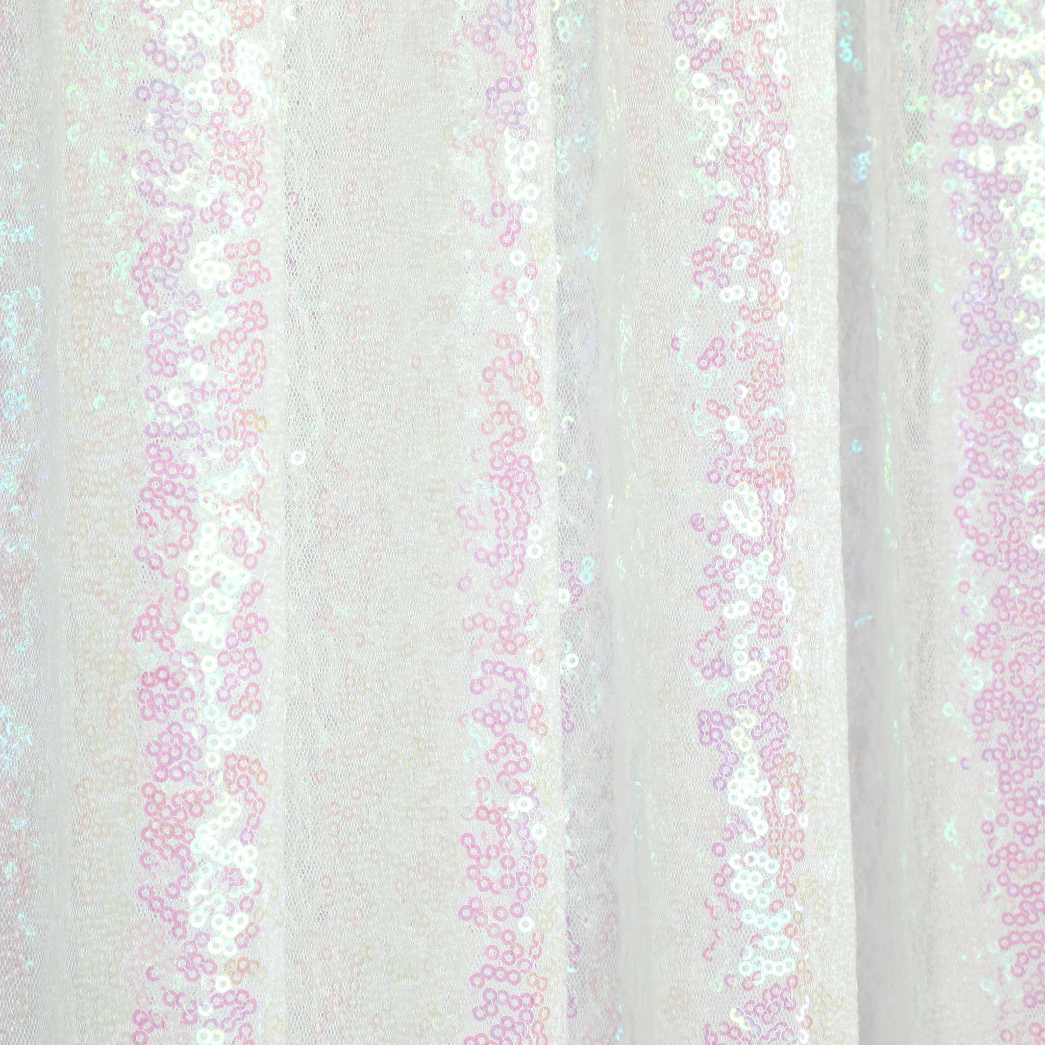 Glitz Sequin Mesh Net 12ft H x 52" W Drape/Backdrop panel - Iridescent White - Image 3