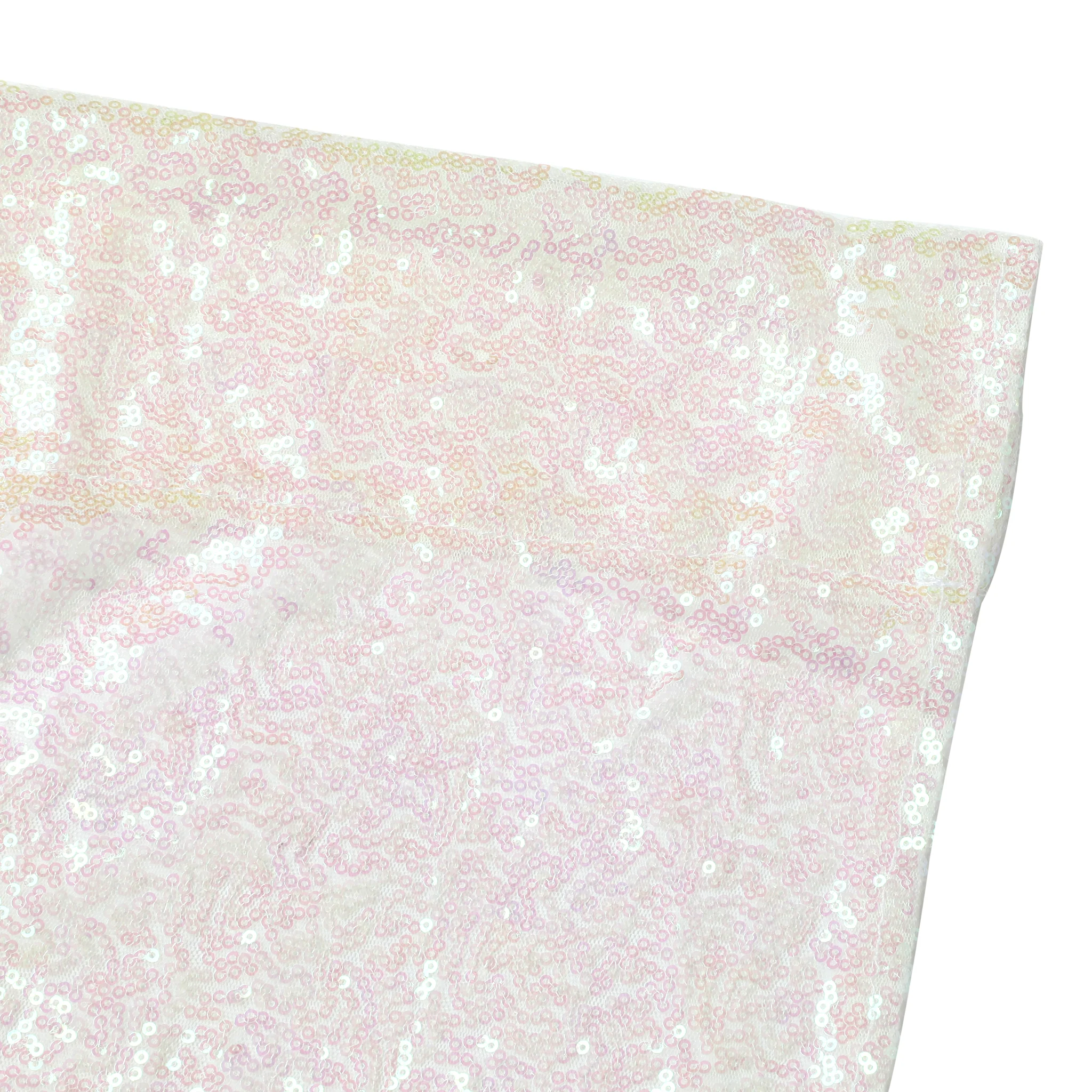 Glitz Sequin Mesh Net 12ft H x 52" W Drape/Backdrop panel - Iridescent White - Image 4