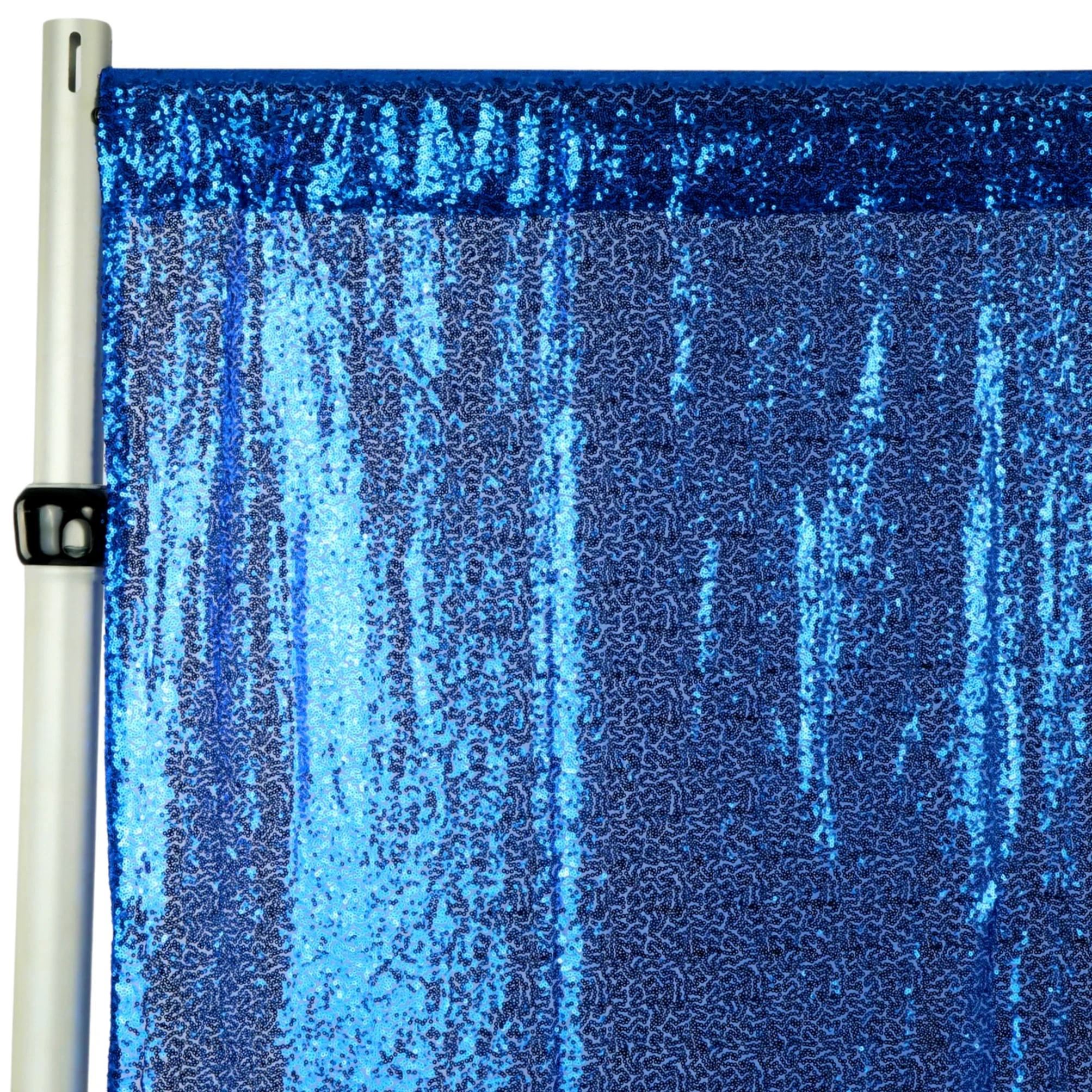 Glitz Sequin Mesh Net 12ft H x 52" W Drape/Backdrop panel - Royal Blue - Image 2