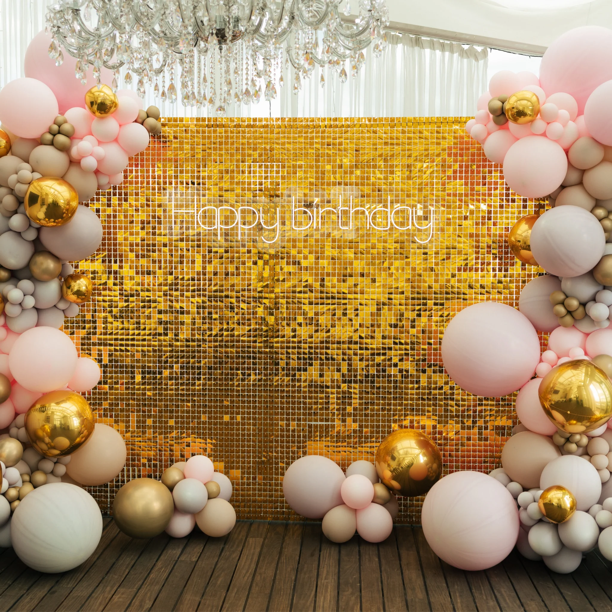 Spangle Shimmer Sequin Wall Panel Backdrops (24 panels) - Gold - Image 3