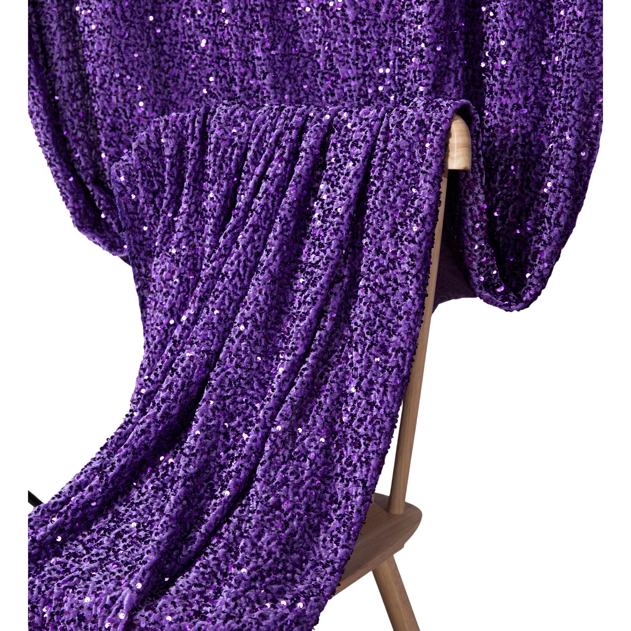 Sequin Velvet 10ft H x 52" W Drape/Backdrop Curtain Panel - Purple