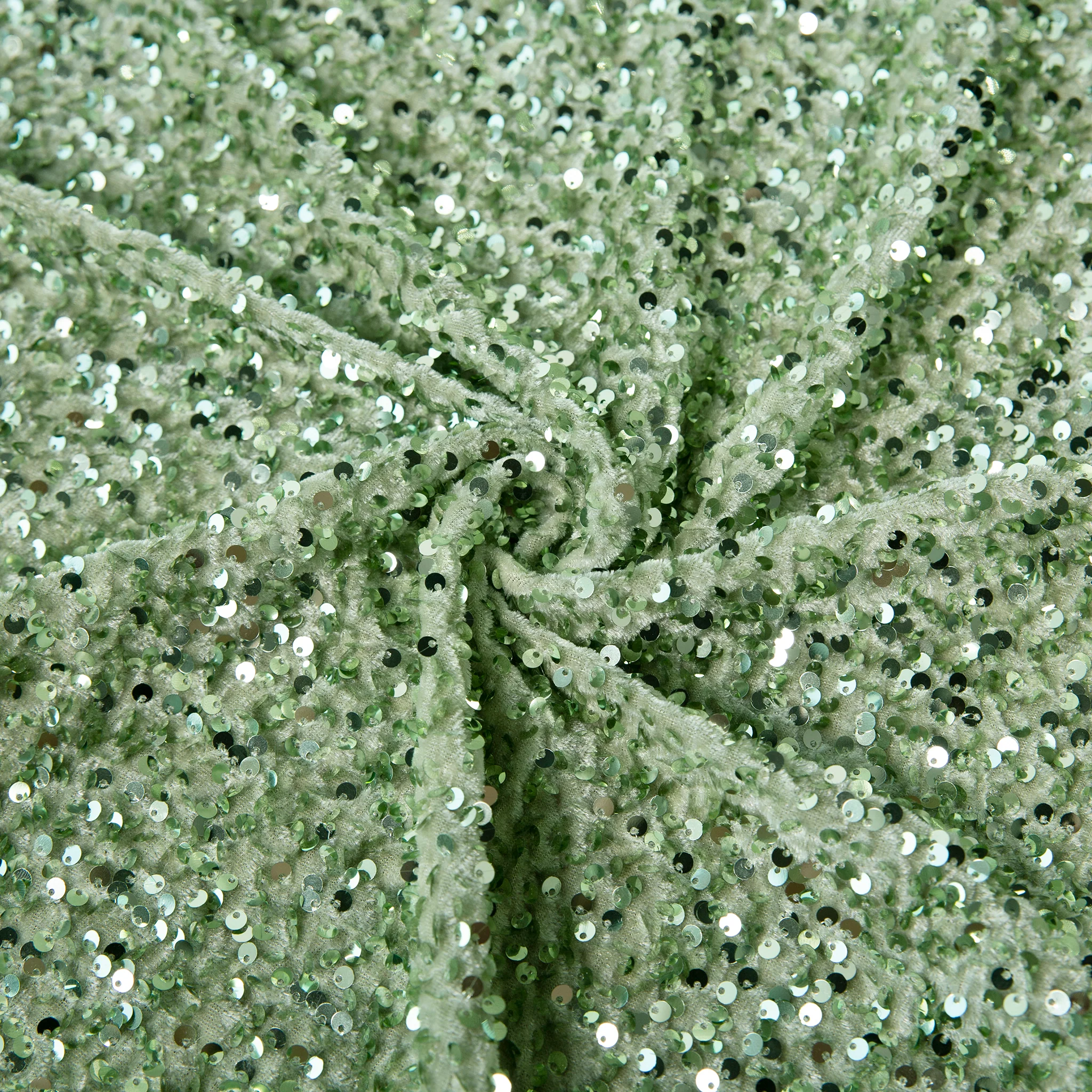 Sequin Velvet 10ft H x 52" W Drape/Backdrop Curtain Panel - Sage Green - Image 2