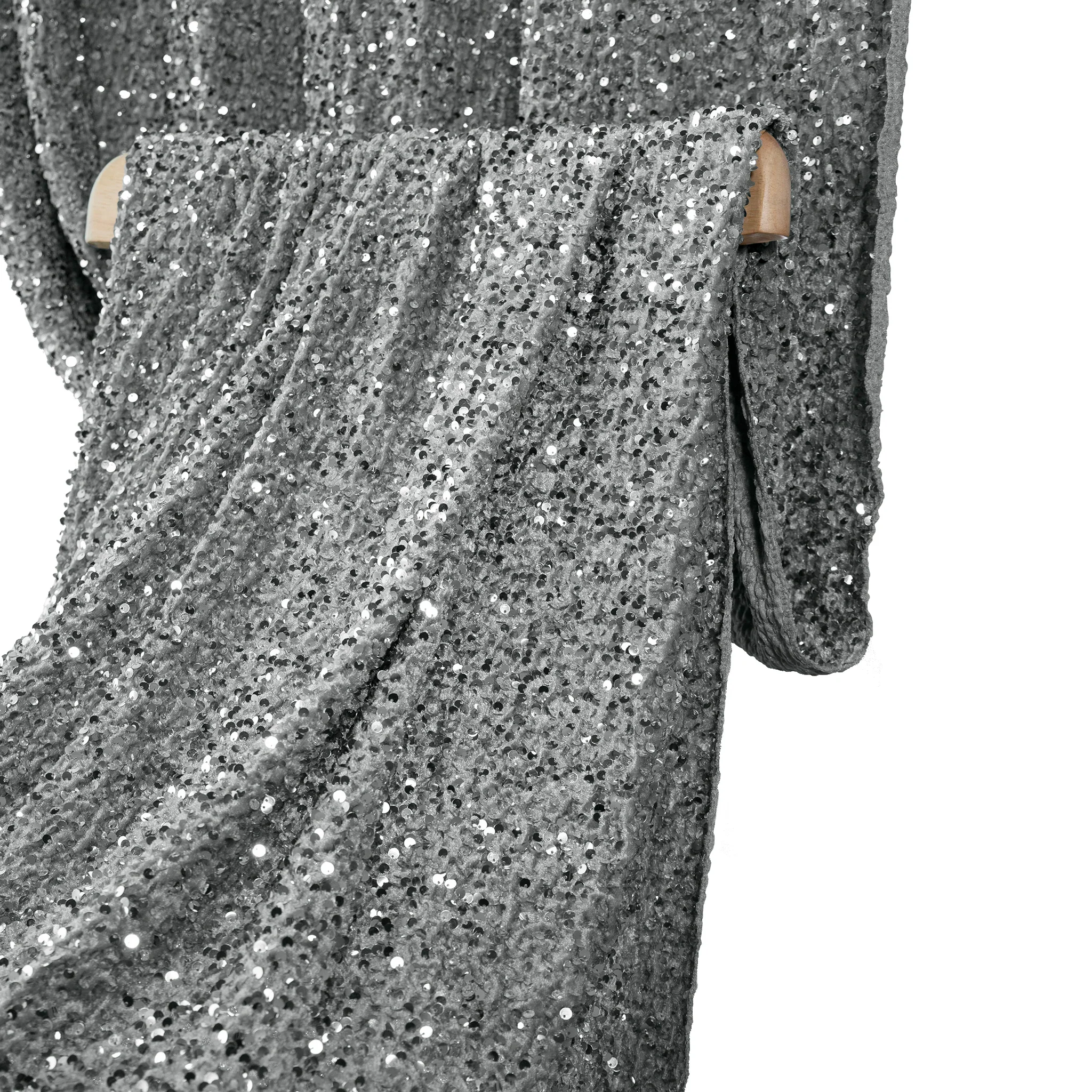 Sequin Velvet 10ft H x 52" W Drape/Backdrop Curtain Panel - Silver - Image 5