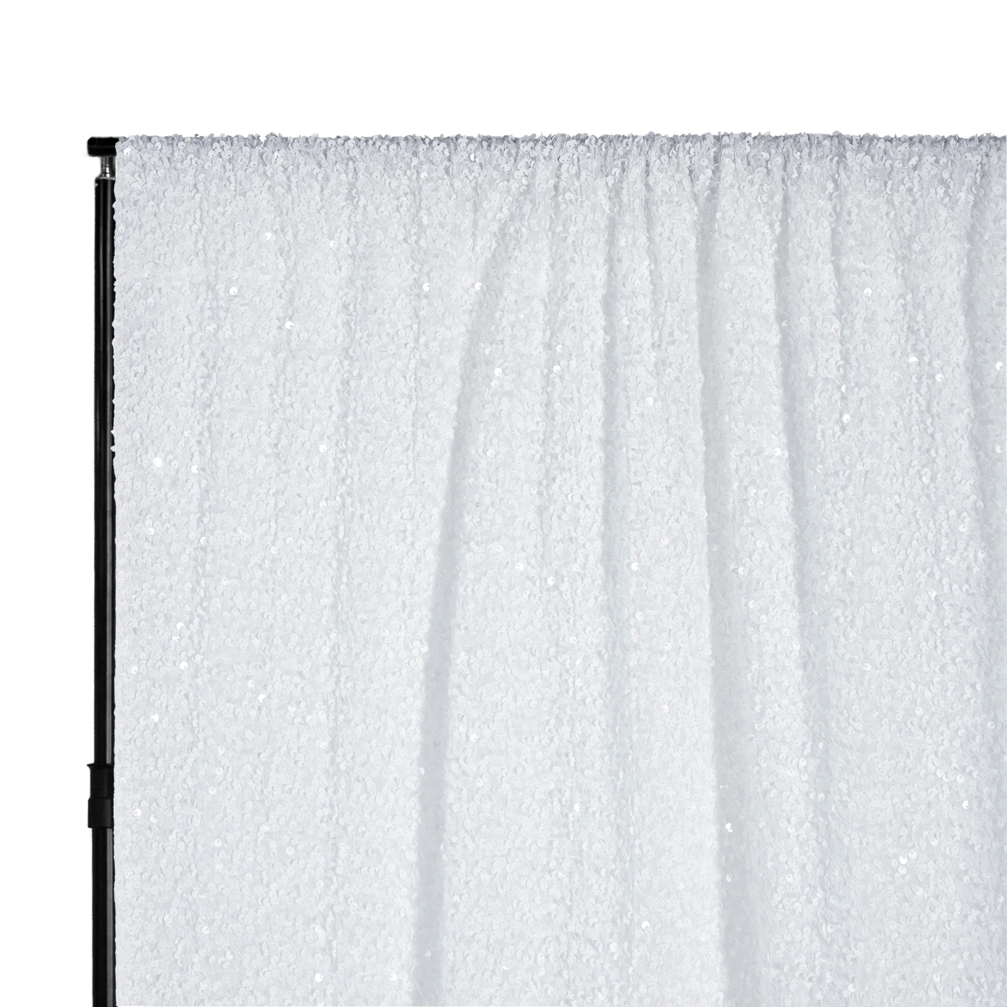 Sequin Velvet 10ft H x 52" W Drape/Backdrop Curtain Panel - White