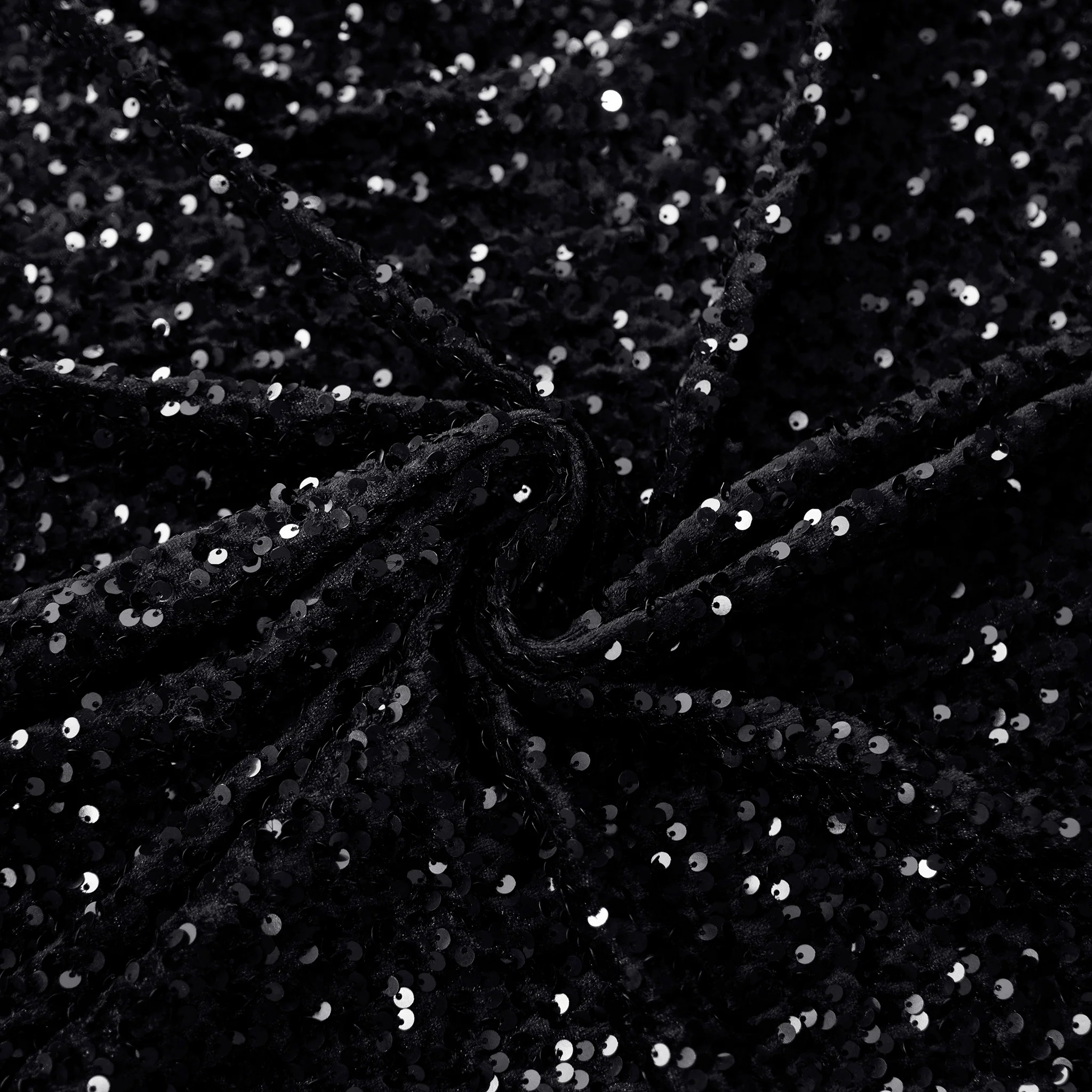 Sequin Velvet 12ft H x 52" W Drape/Backdrop Curtain Panel - Black - Image 3