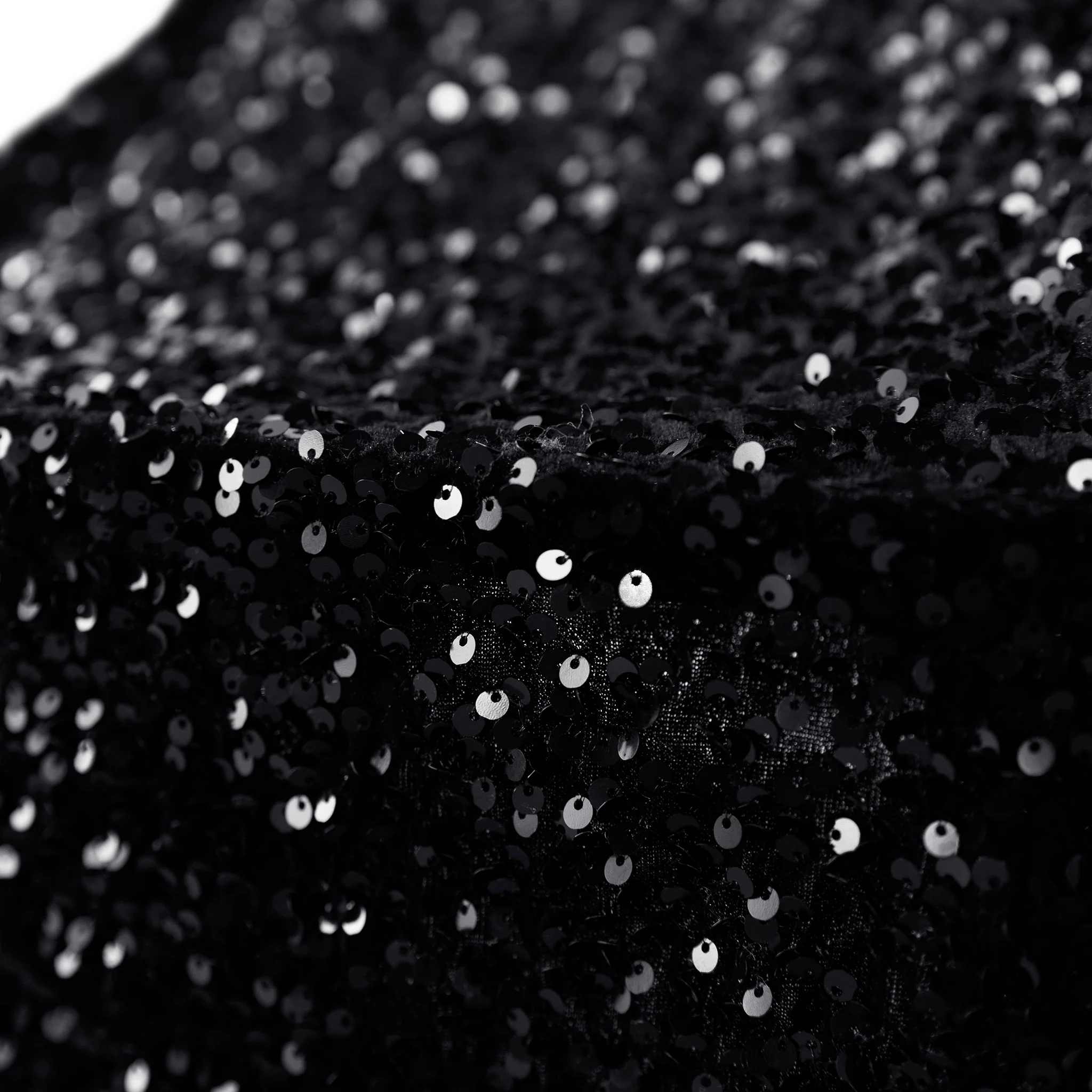 Sequin Velvet 12ft H x 52" W Drape/Backdrop Curtain Panel - Black - Image 4