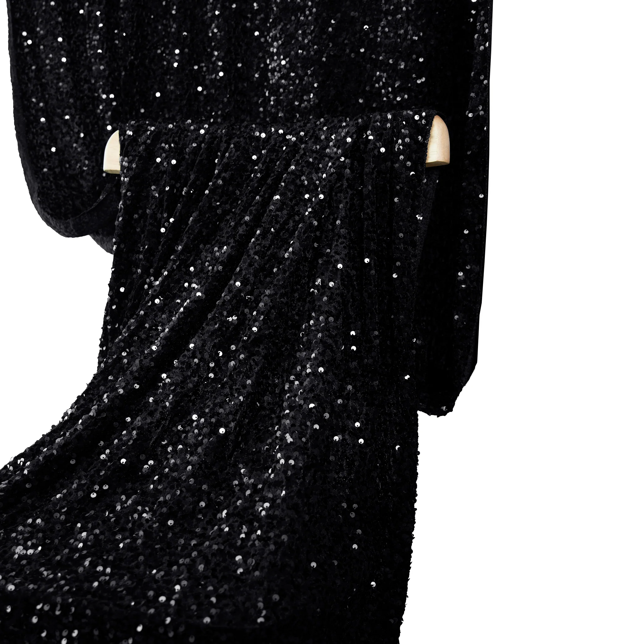 Sequin Velvet 12ft H x 52" W Drape/Backdrop Curtain Panel - Black - Image 5