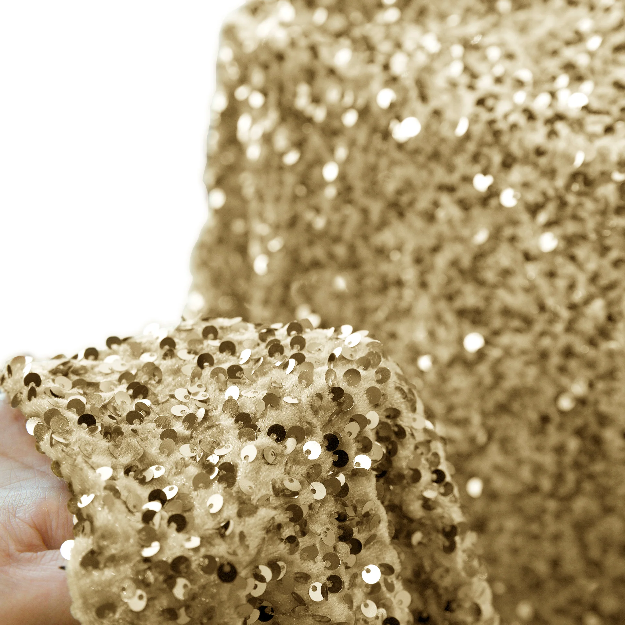 Sequin Velvet 12ft H x 52" W Drape/Backdrop Curtain Panel - Champagne - Image 2
