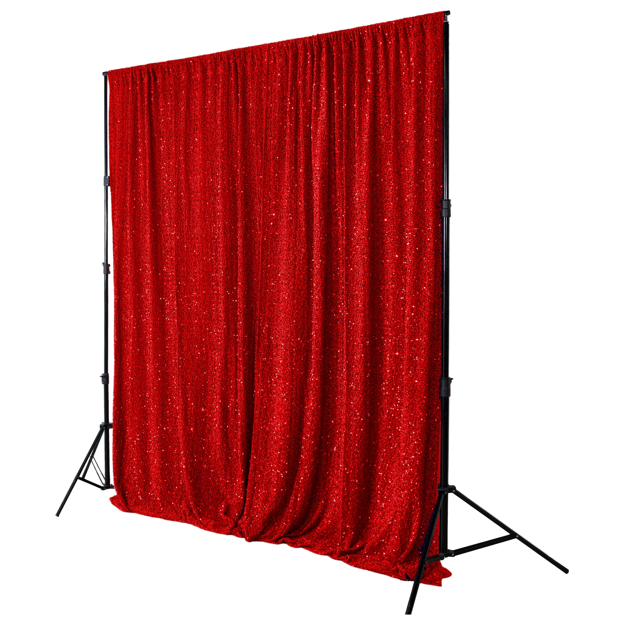 Sequin Velvet 10ft H x 52" W Drape/Backdrop Curtain Panel - Red - Image 7