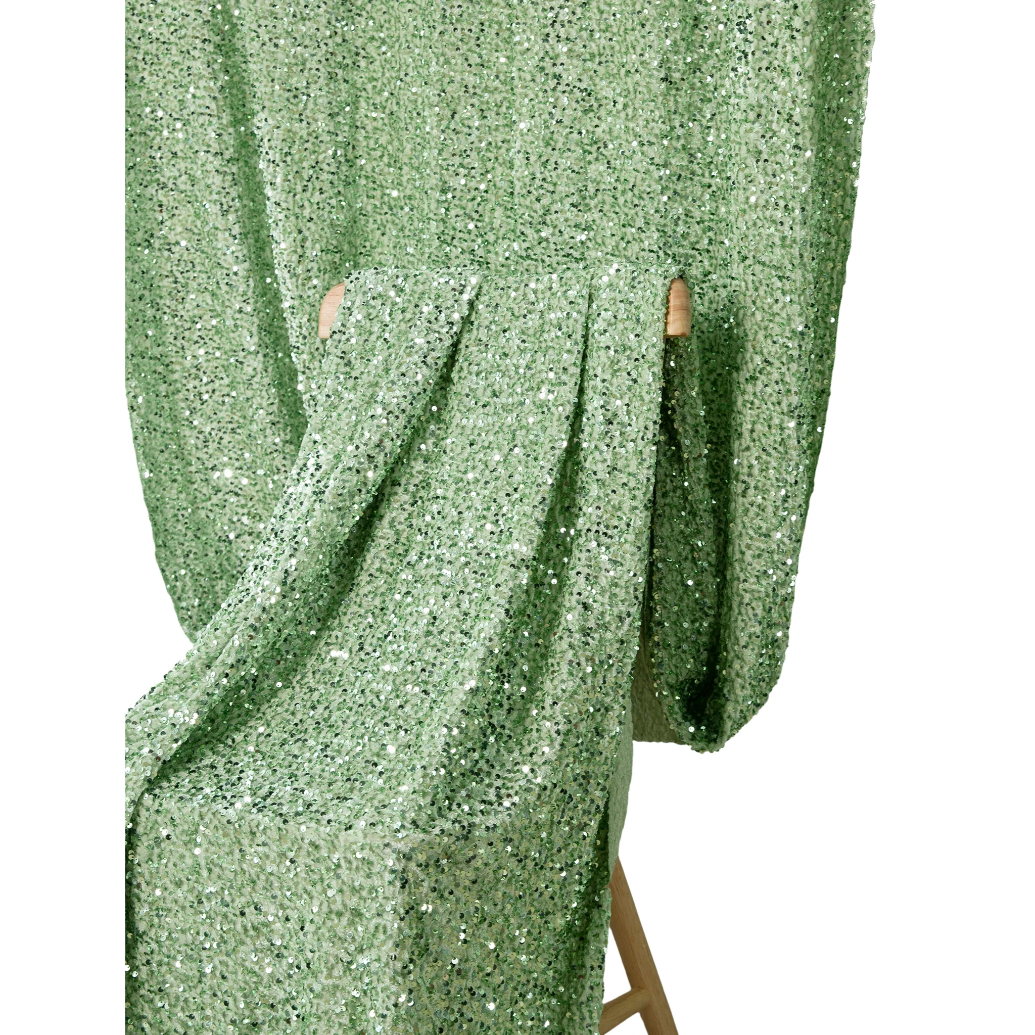 Sequin Velvet 12ft H x 52" W Drape/Backdrop Curtain Panel - Sage Green