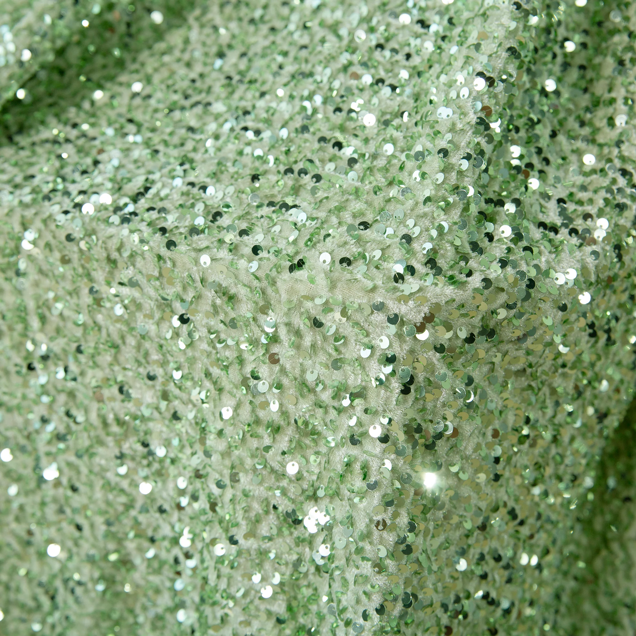 Sequin Velvet 12ft H x 52" W Drape/Backdrop Curtain Panel - Sage Green - Image 3