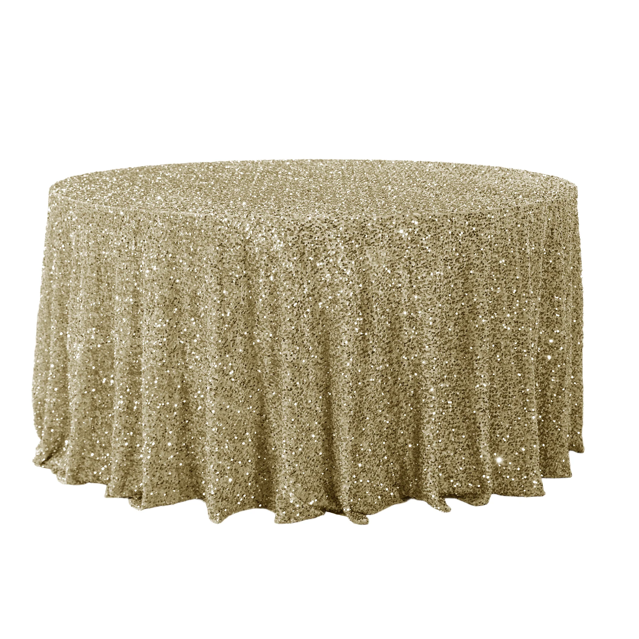 Sequin Velvet 132" Round Tablecloth - Champagne