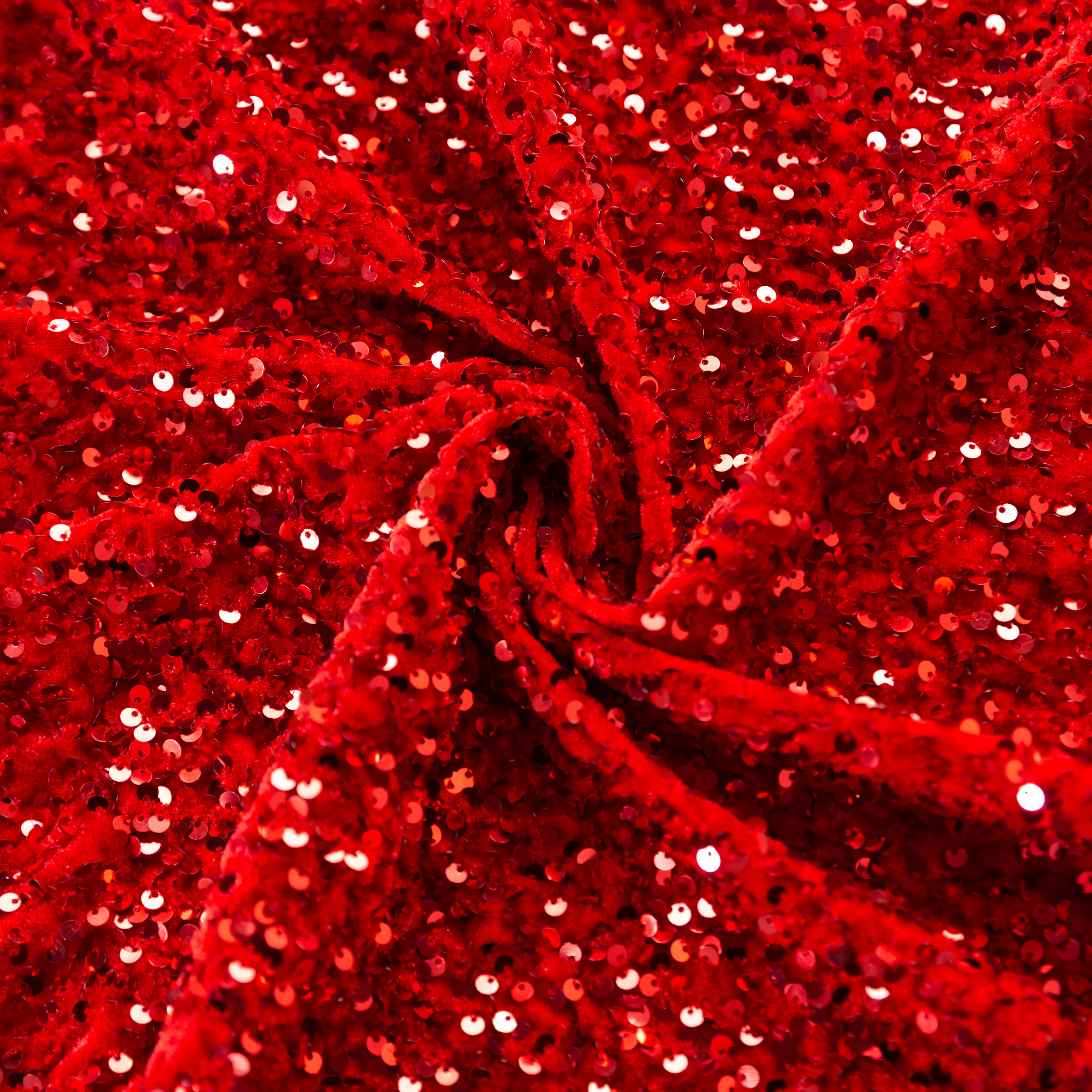 Sequin Velvet 132" Round Tablecloth - Red - Image 3