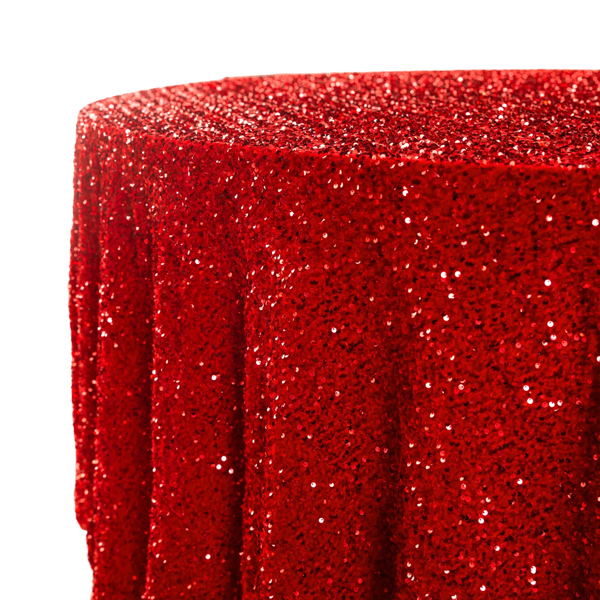 Sequin Velvet 132" Round Tablecloth - Red - Image 7