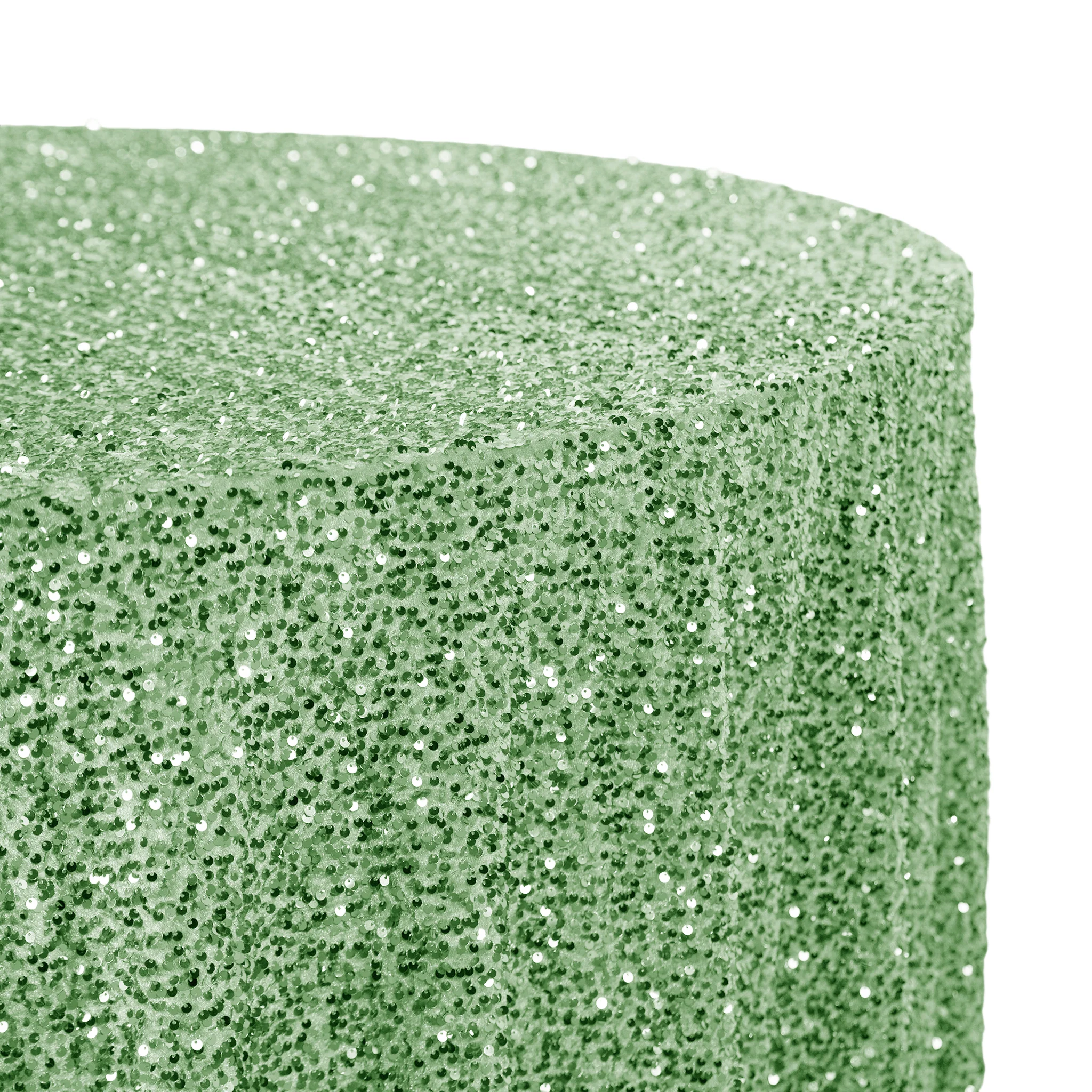 Sequin Velvet 132" Round Tablecloth - Sage Green - Image 2