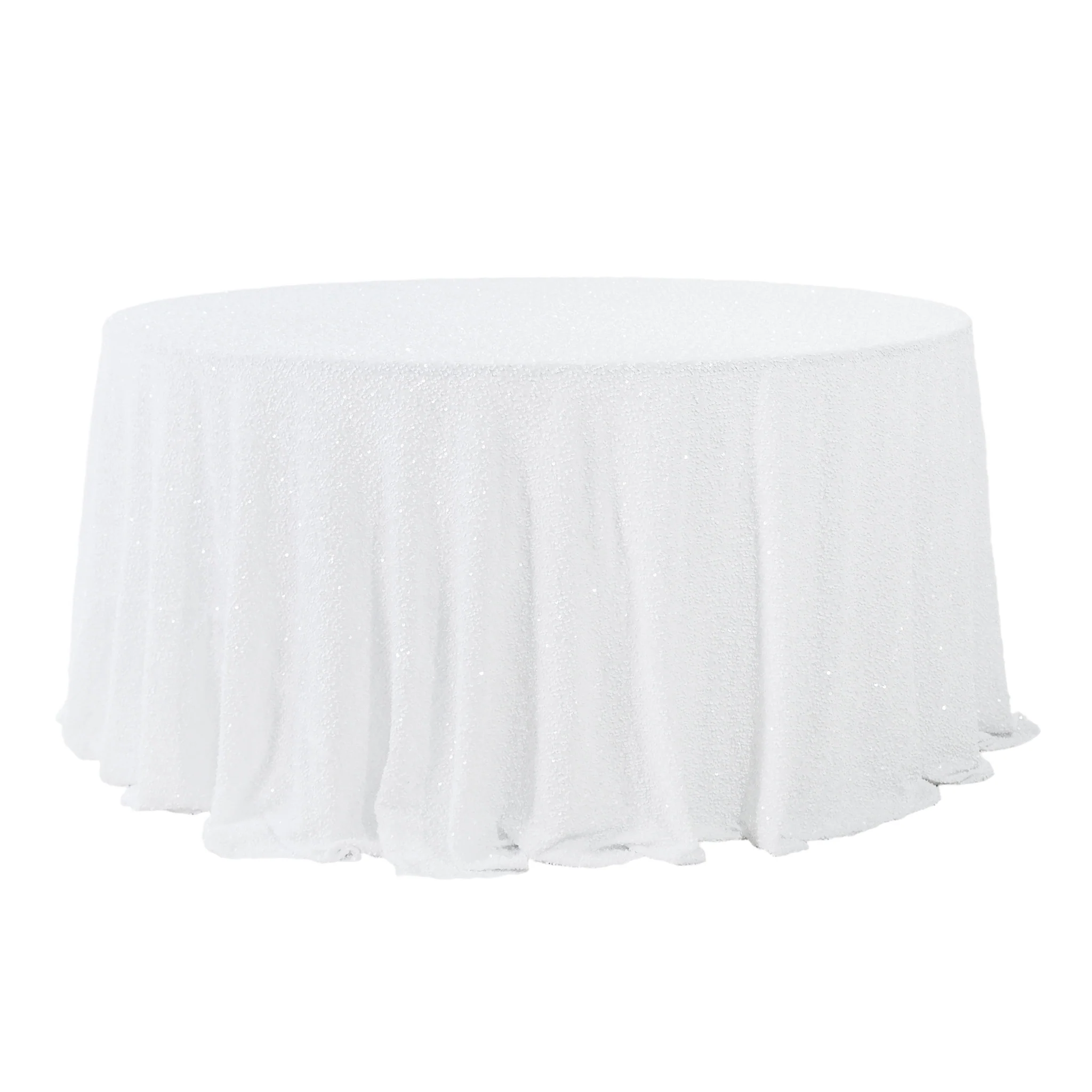 Sequin Velvet 132" Round Tablecloth - White