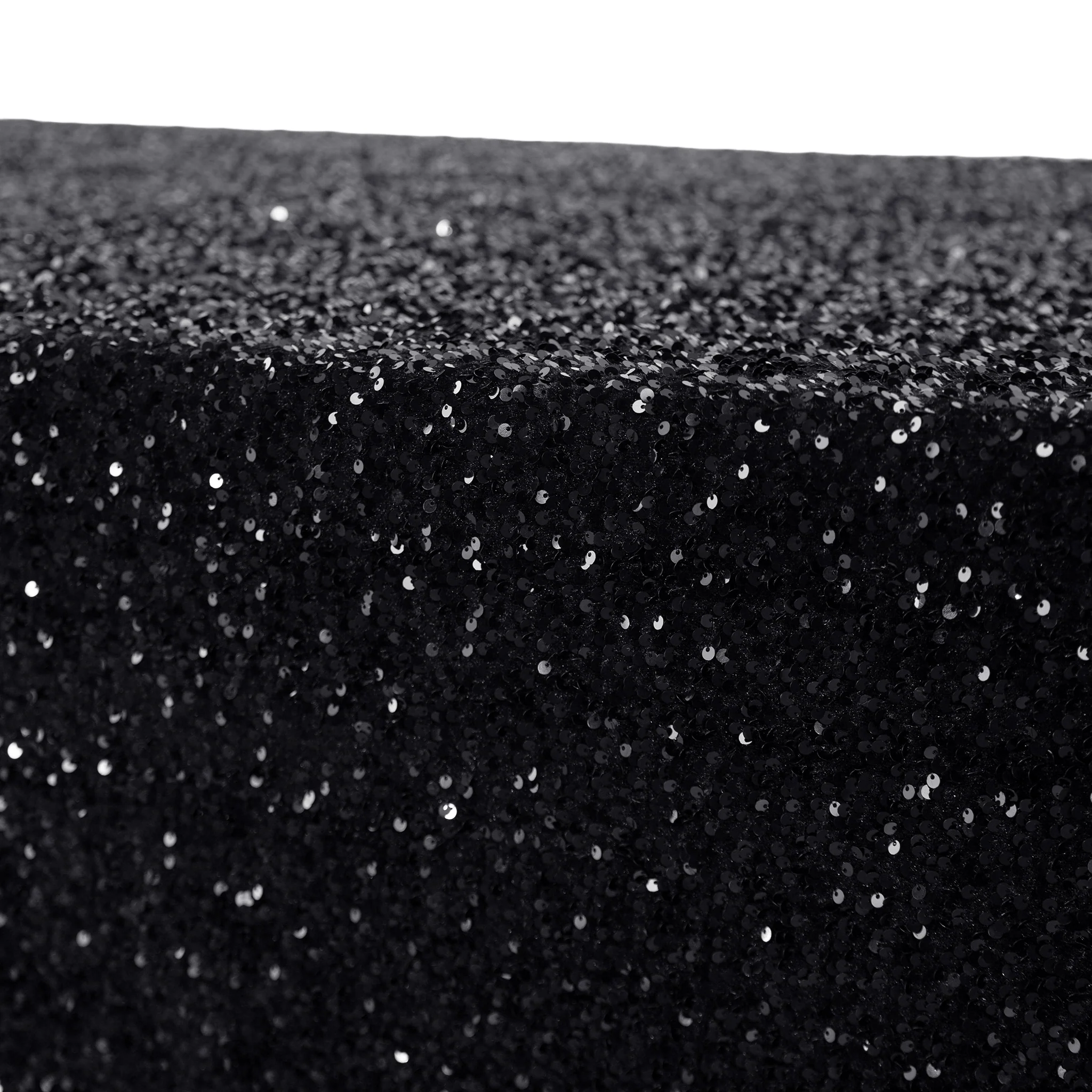 Sequin Velvet 90"x132" Rectangular Tablecloth - Black - Image 3