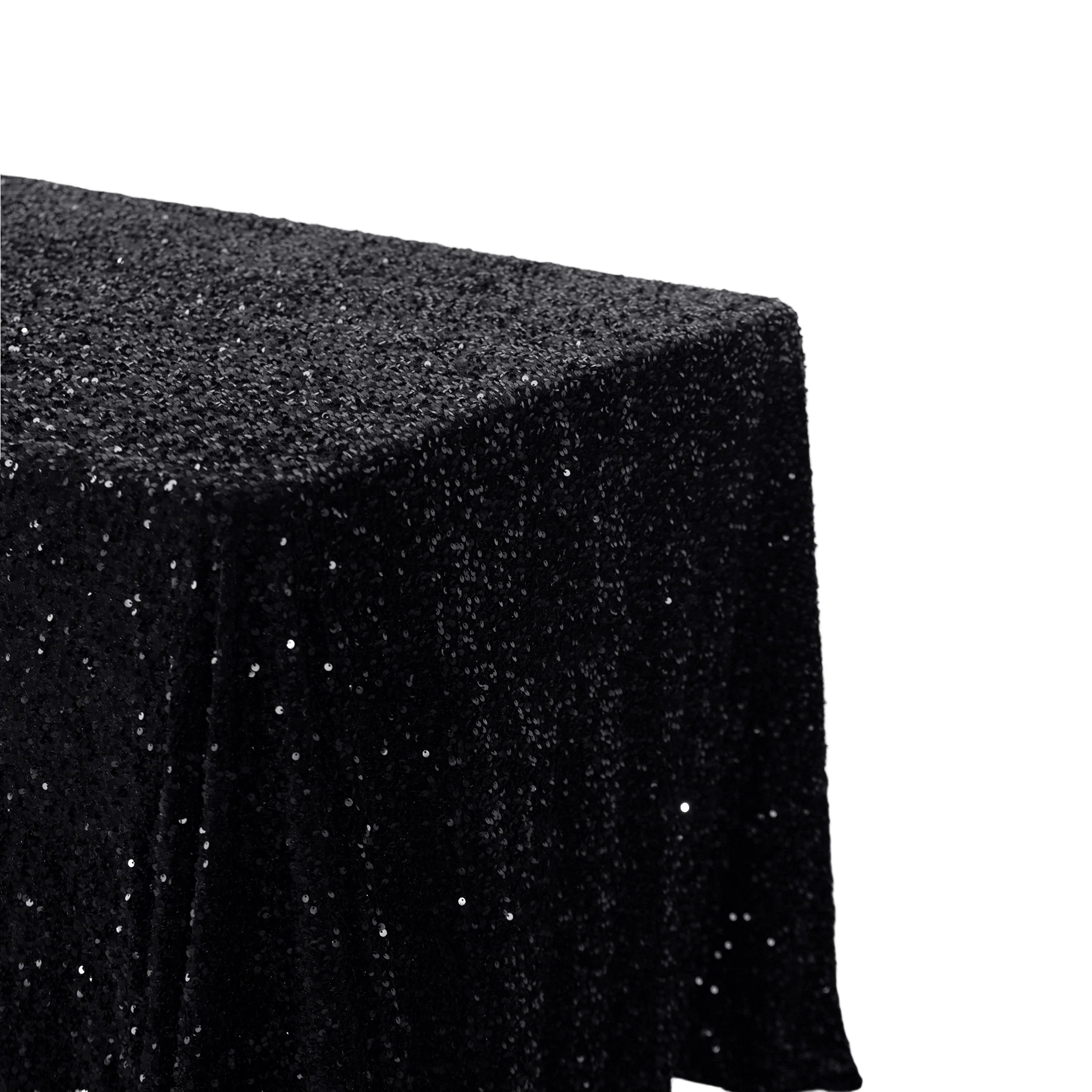 Sequin Velvet 90"x132" Rectangular Tablecloth - Black - Image 4