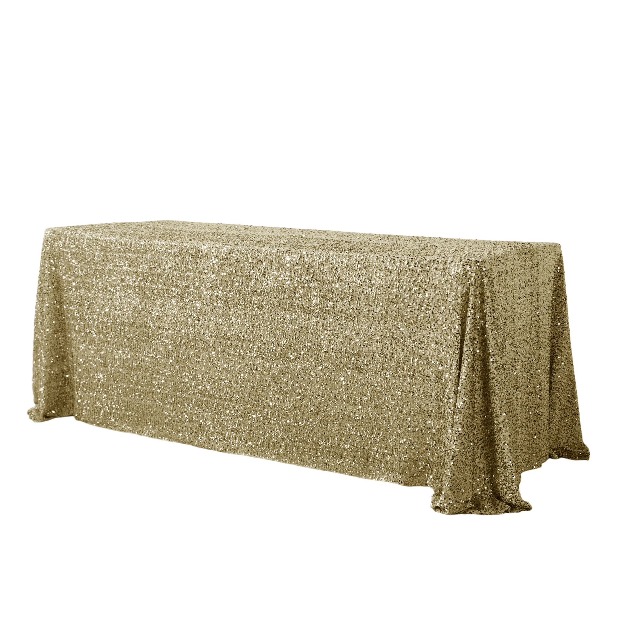 Sequin Velvet 90"x132" Rectangular Tablecloth - Champagne