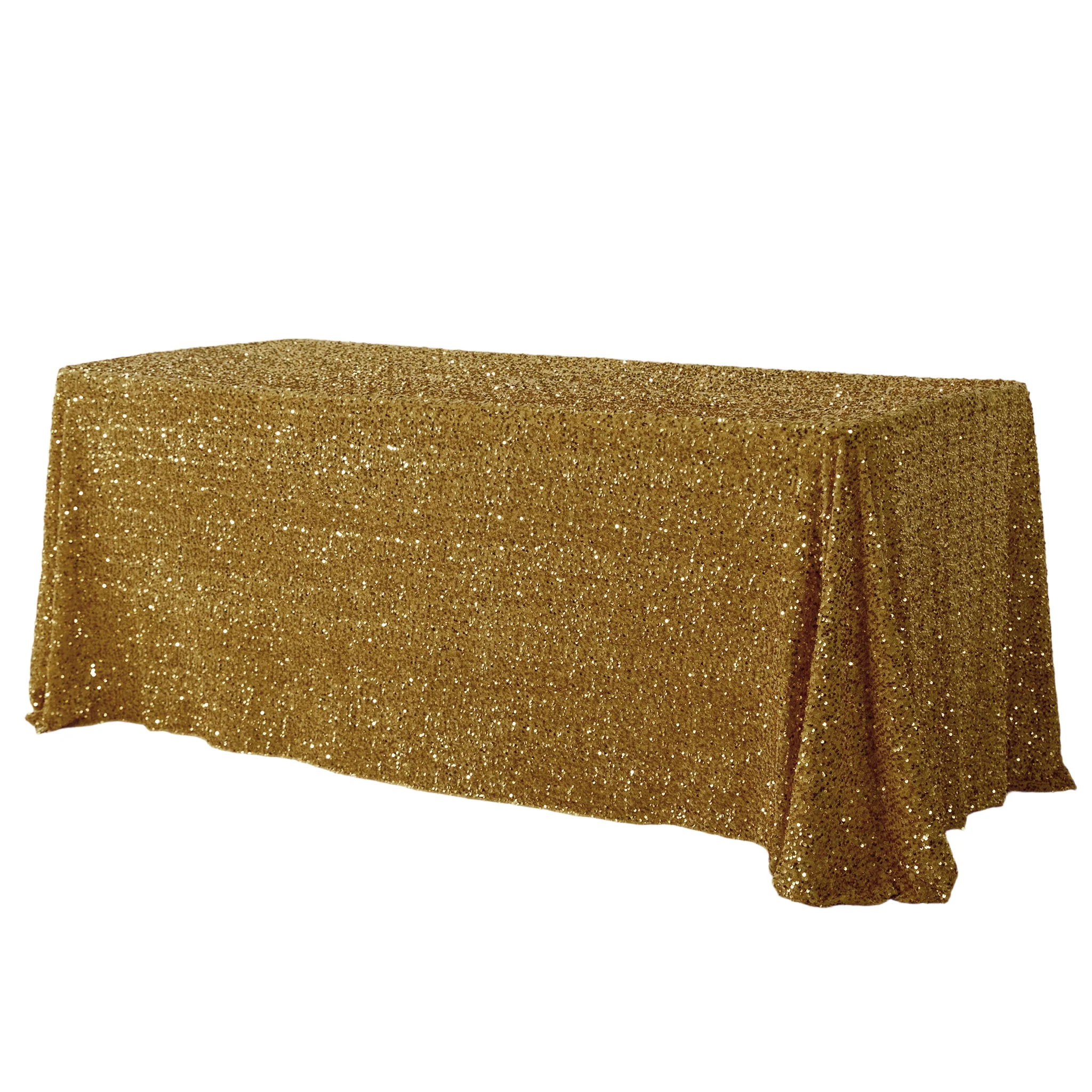 Sequin Velvet 90"x132" Rectangular Tablecloth - Gold