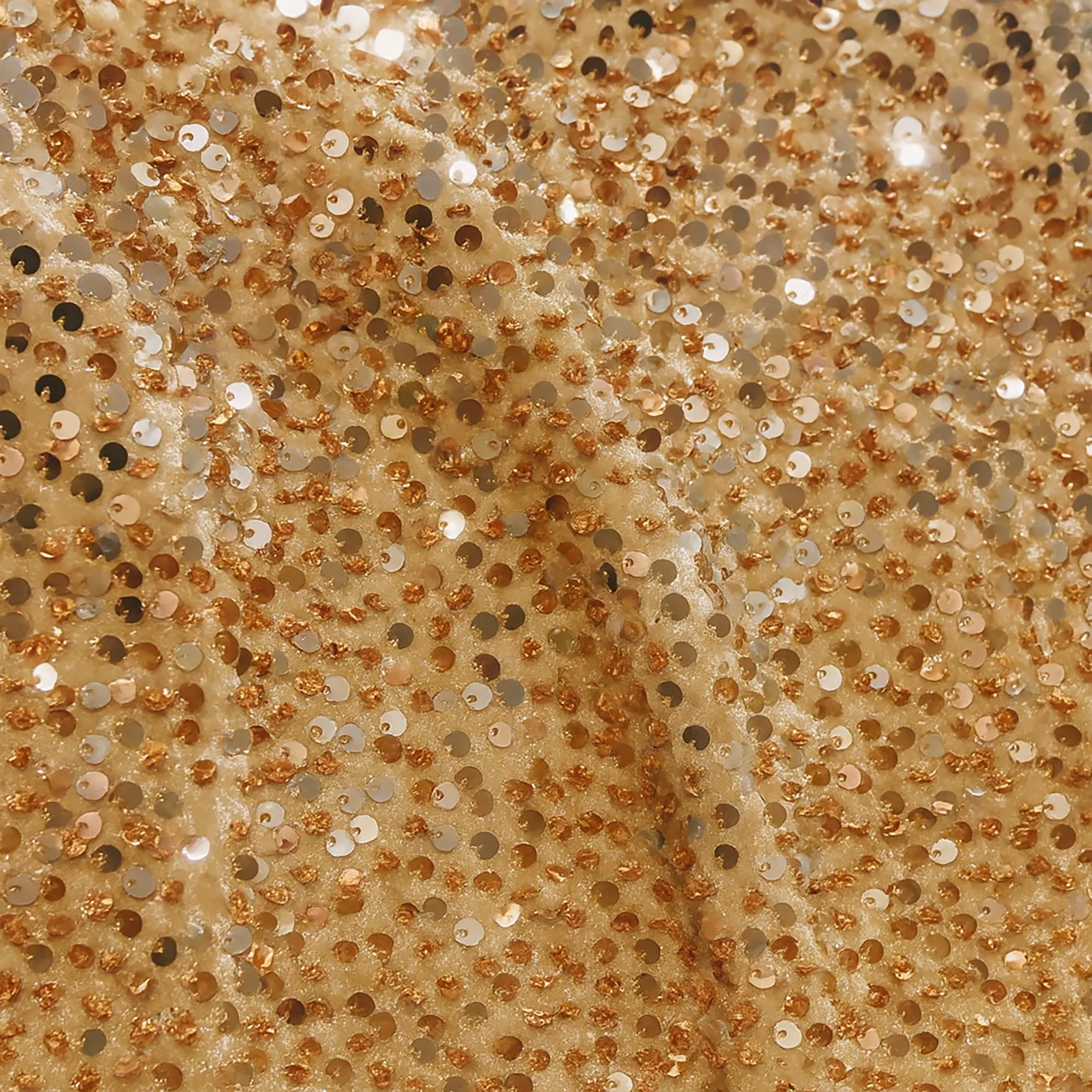 Sequin Velvet 90"x132" Rectangular Tablecloth - Gold - Image 2