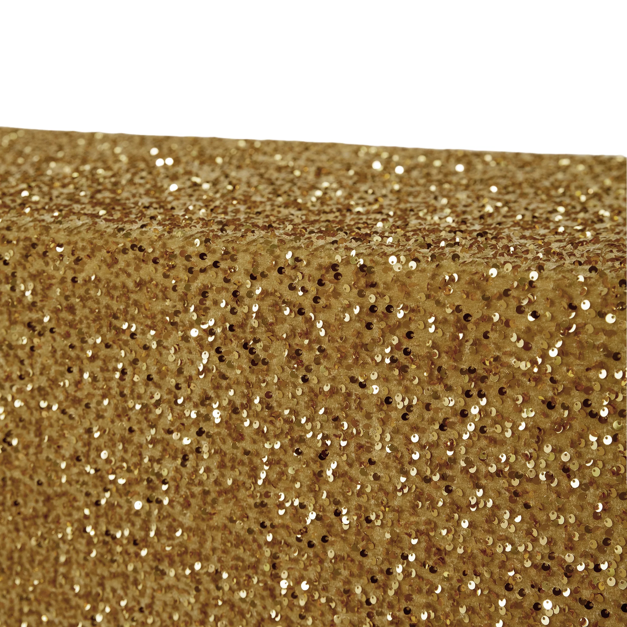 Sequin Velvet 90"x132" Rectangular Tablecloth - Gold - Image 4