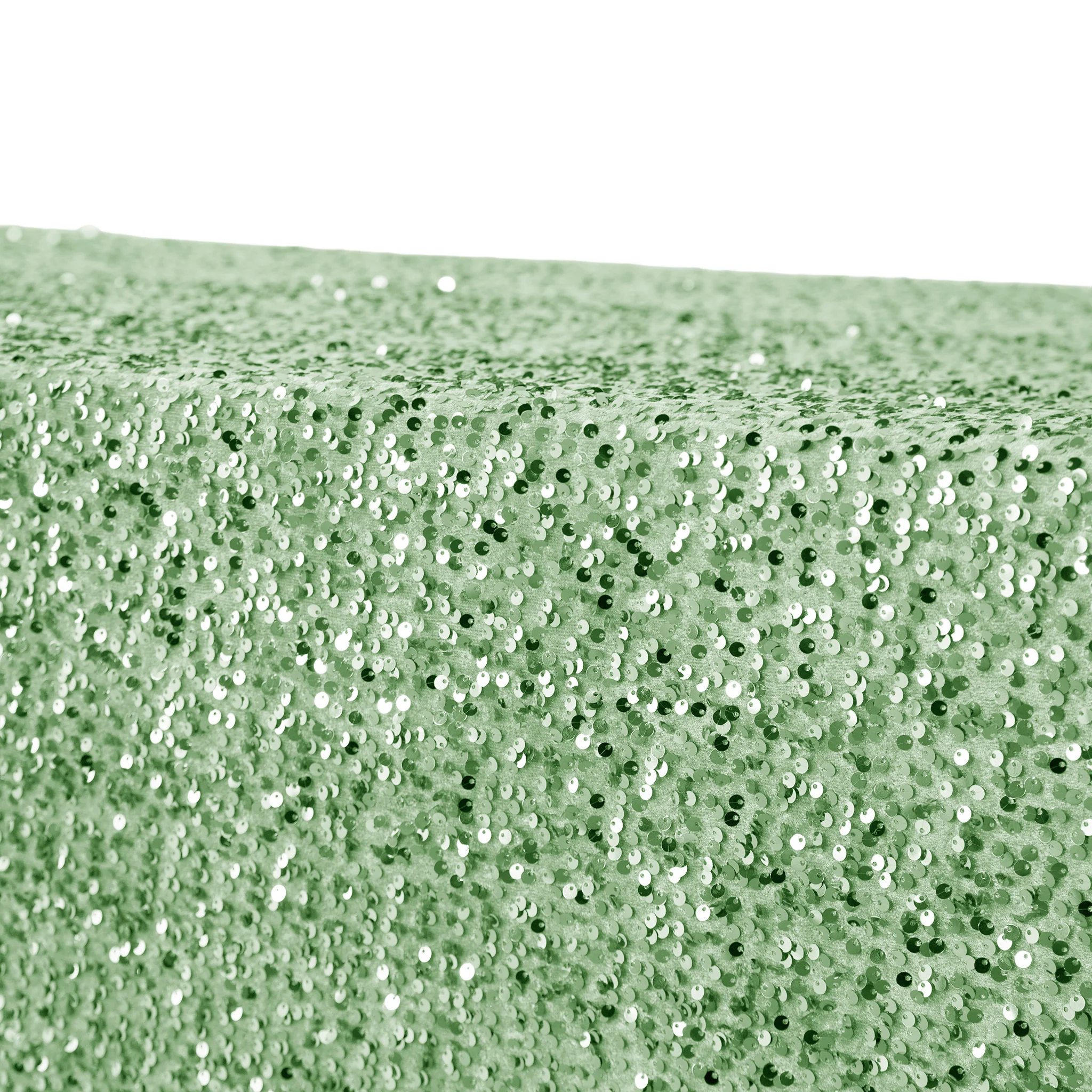 Sequin Velvet 90"x132" Rectangular Tablecloth - Sage Green - Image 2