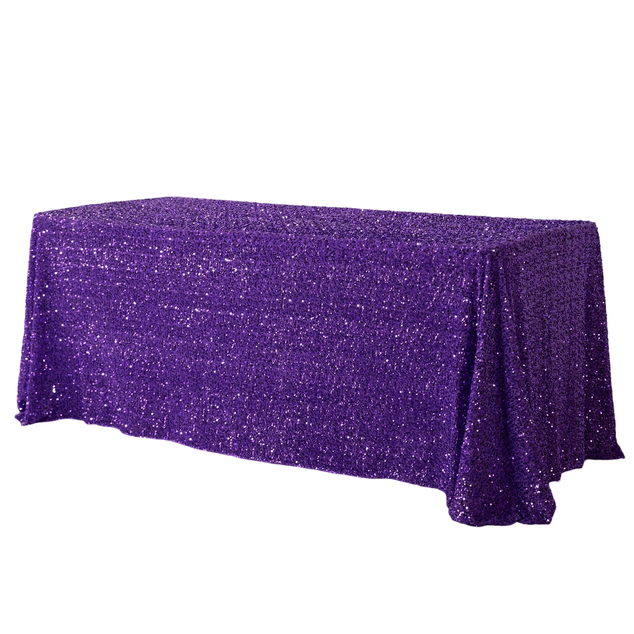 Sequin Velvet 90"x156" Rectangular Tablecloth - Purple