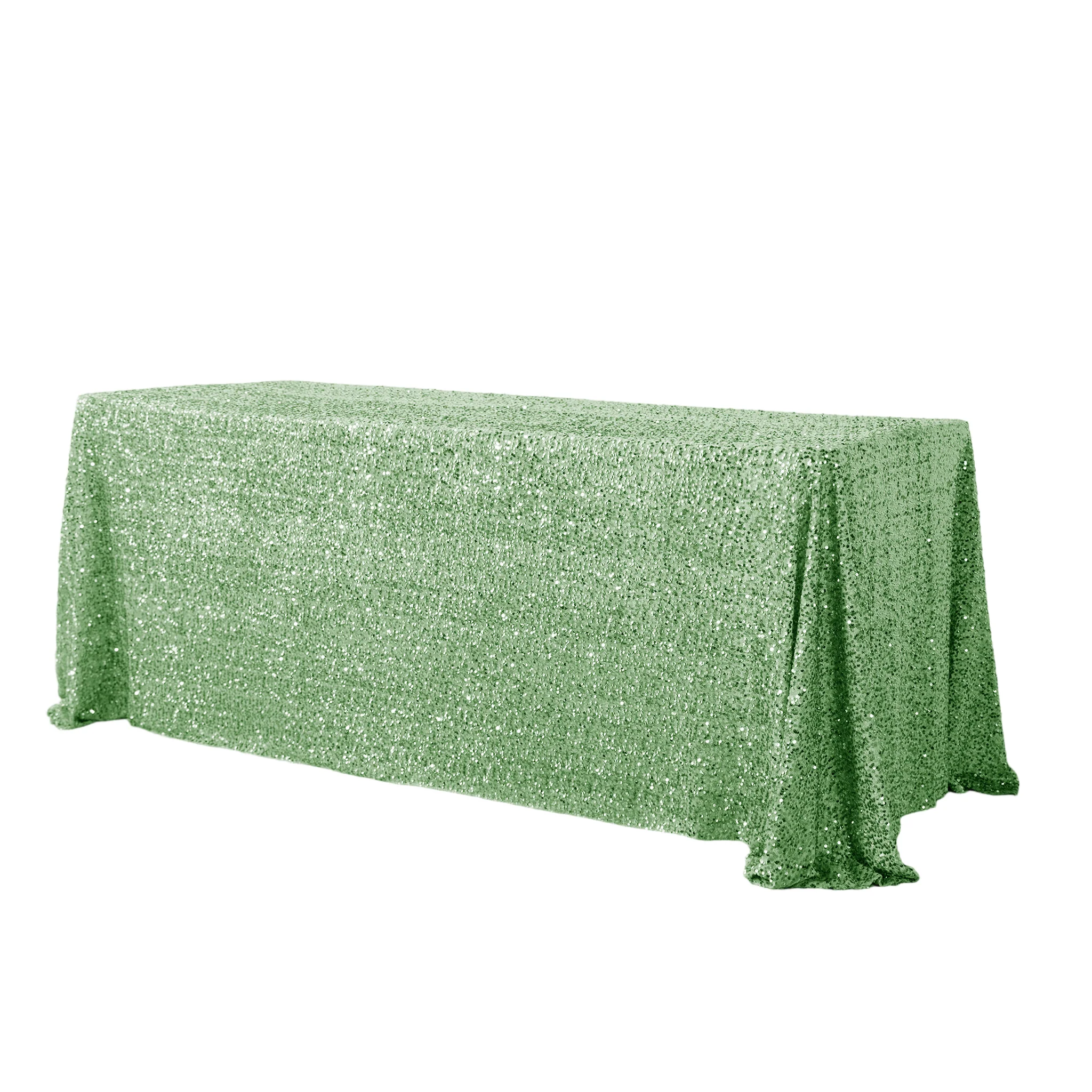 Sequin Velvet 90"x156" Rectangular Tablecloth - Sage Green