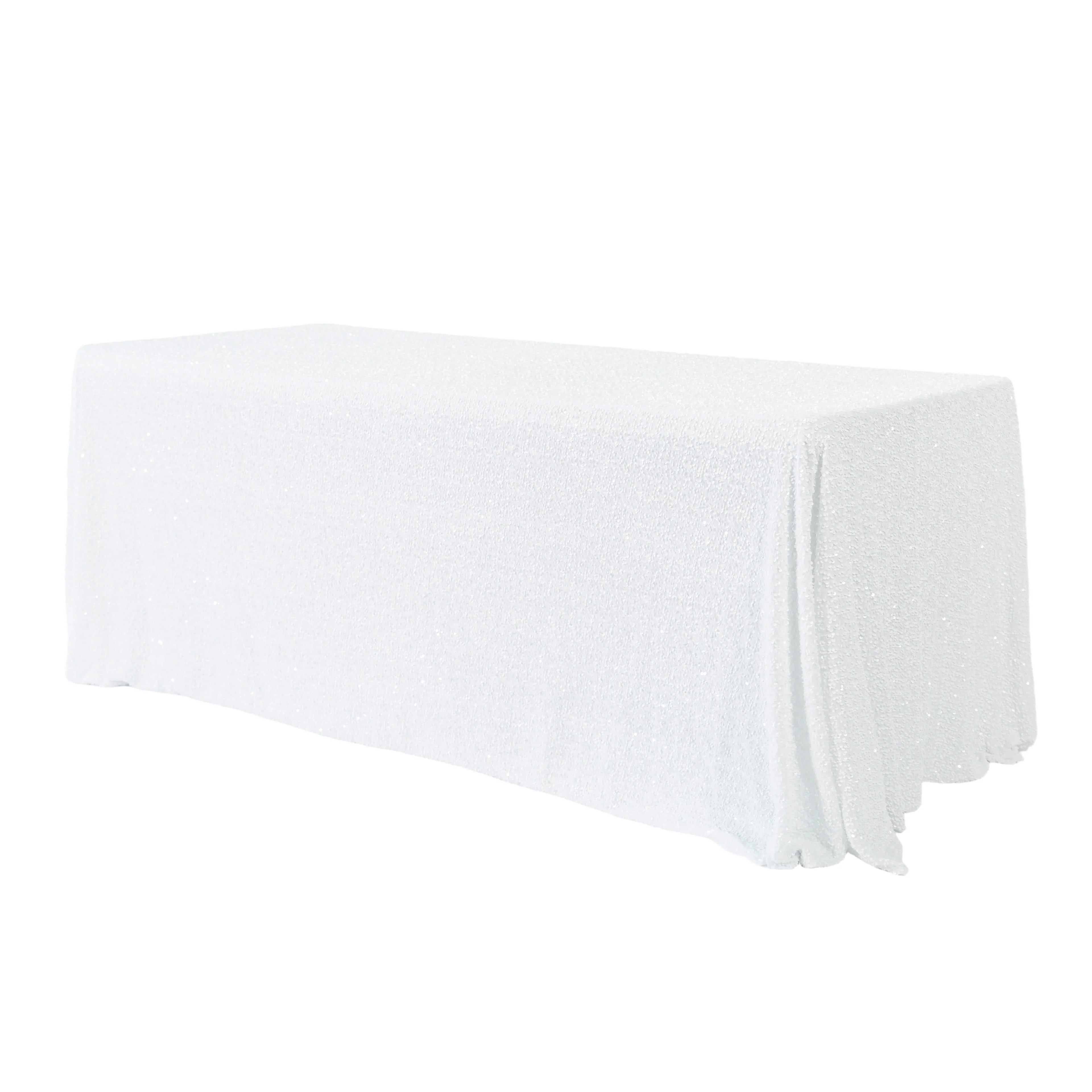 Sequin Velvet 90"x156" Rectangular Tablecloth - White