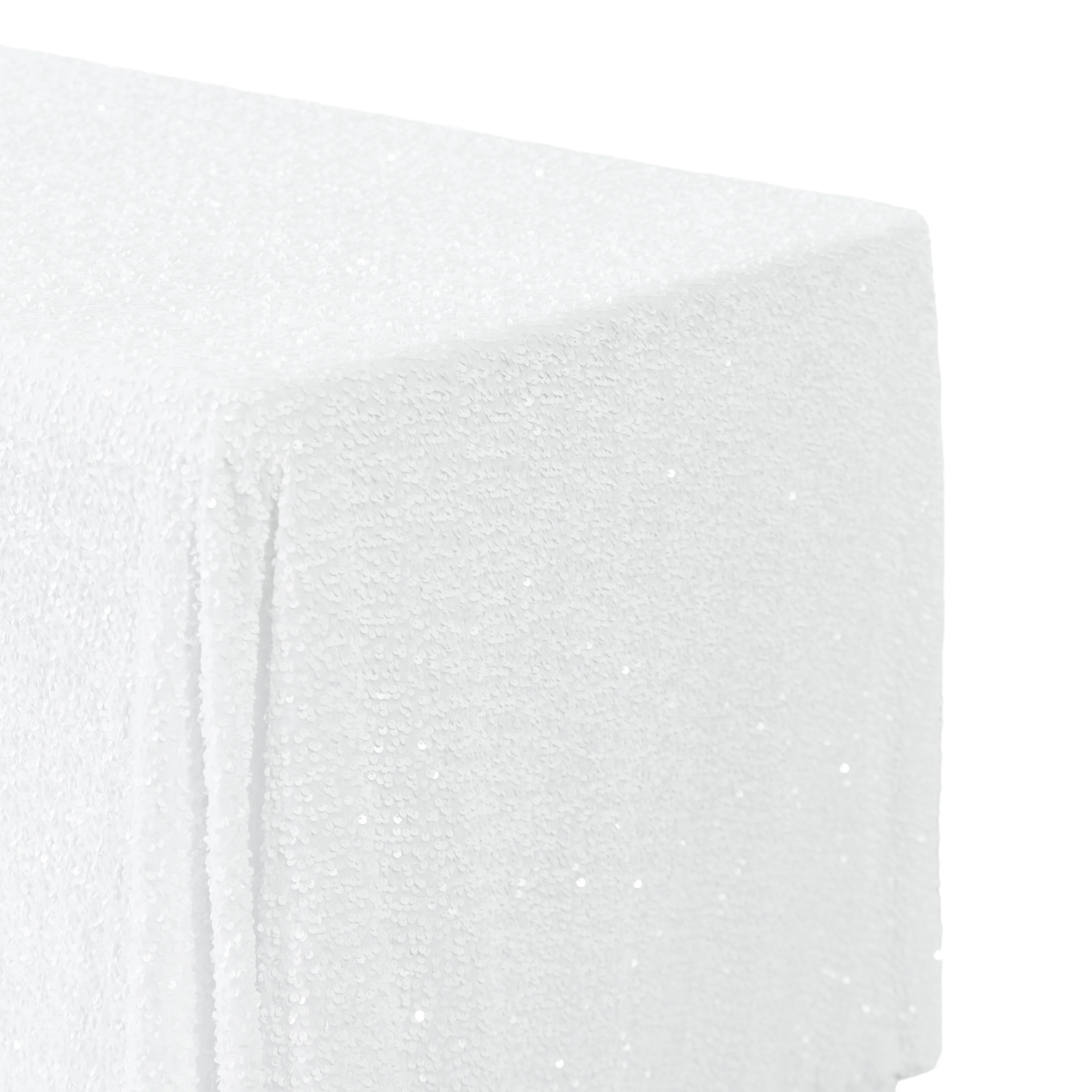 Sequin Velvet 90"x156" Rectangular Tablecloth - White - Image 4