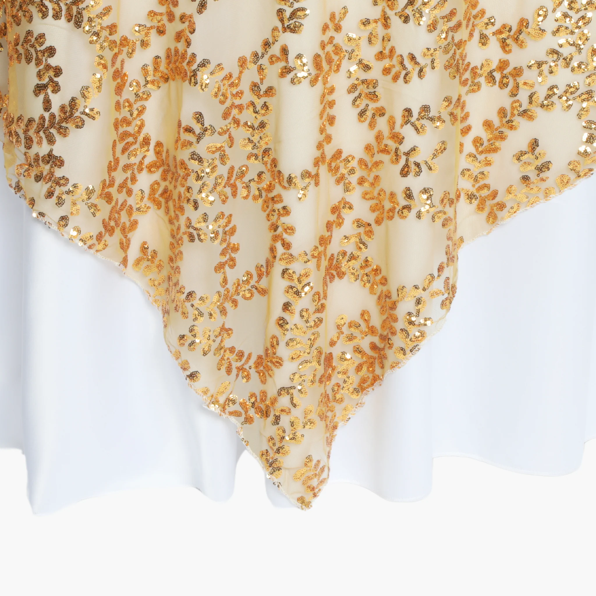 Sequin Vine Table Overlay Topper 90"x90" Square - Gold - Image 4
