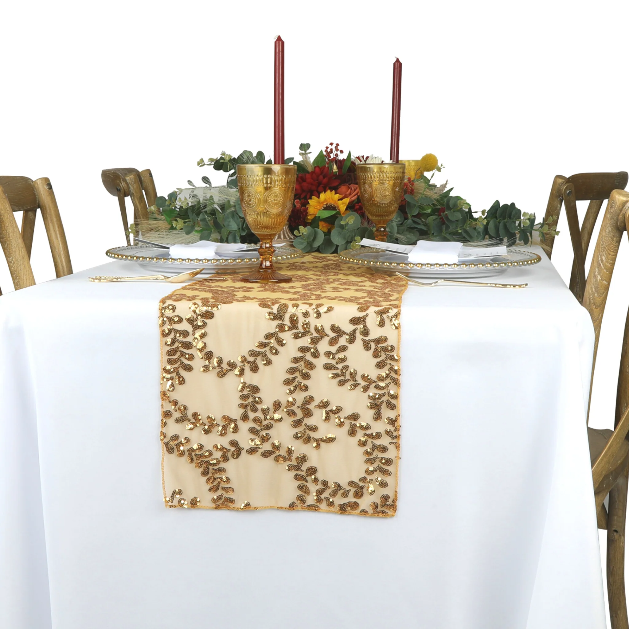 Sequin Vine Table Runner - Gold - Image 5
