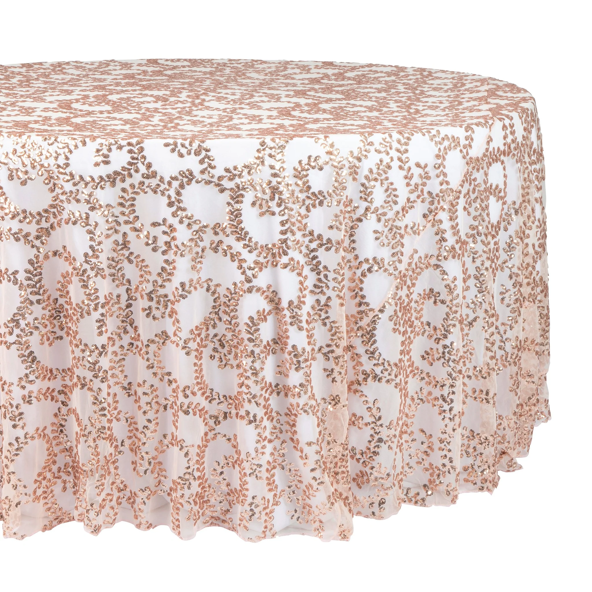 Sequin Vine Tablecloth Overlays 120" Round - Blush/Rose Gold - Image 5