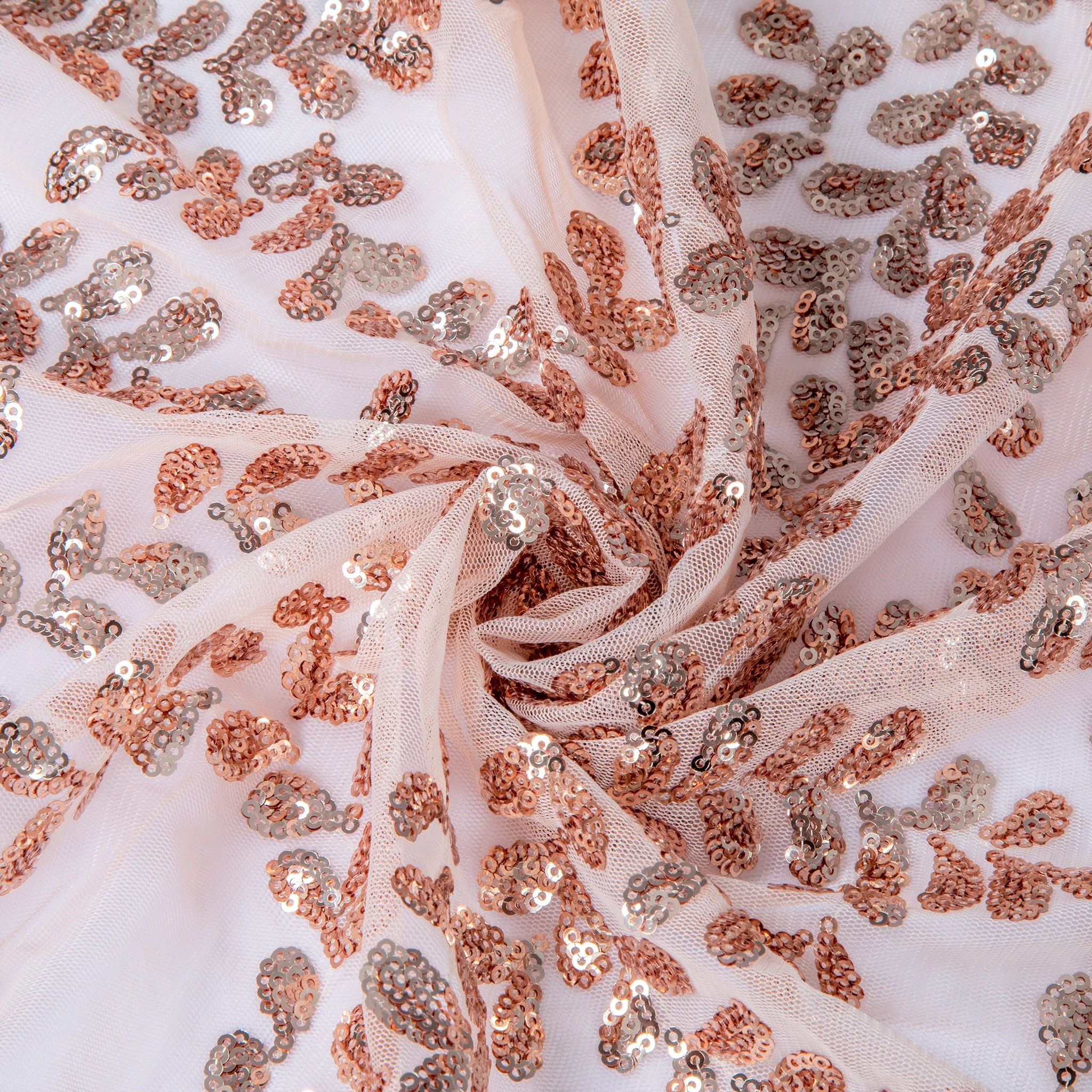 Sequin Vine Tablecloth Overlay 90"x132" Rectangle  - Blush/Rose Gold - Image 2
