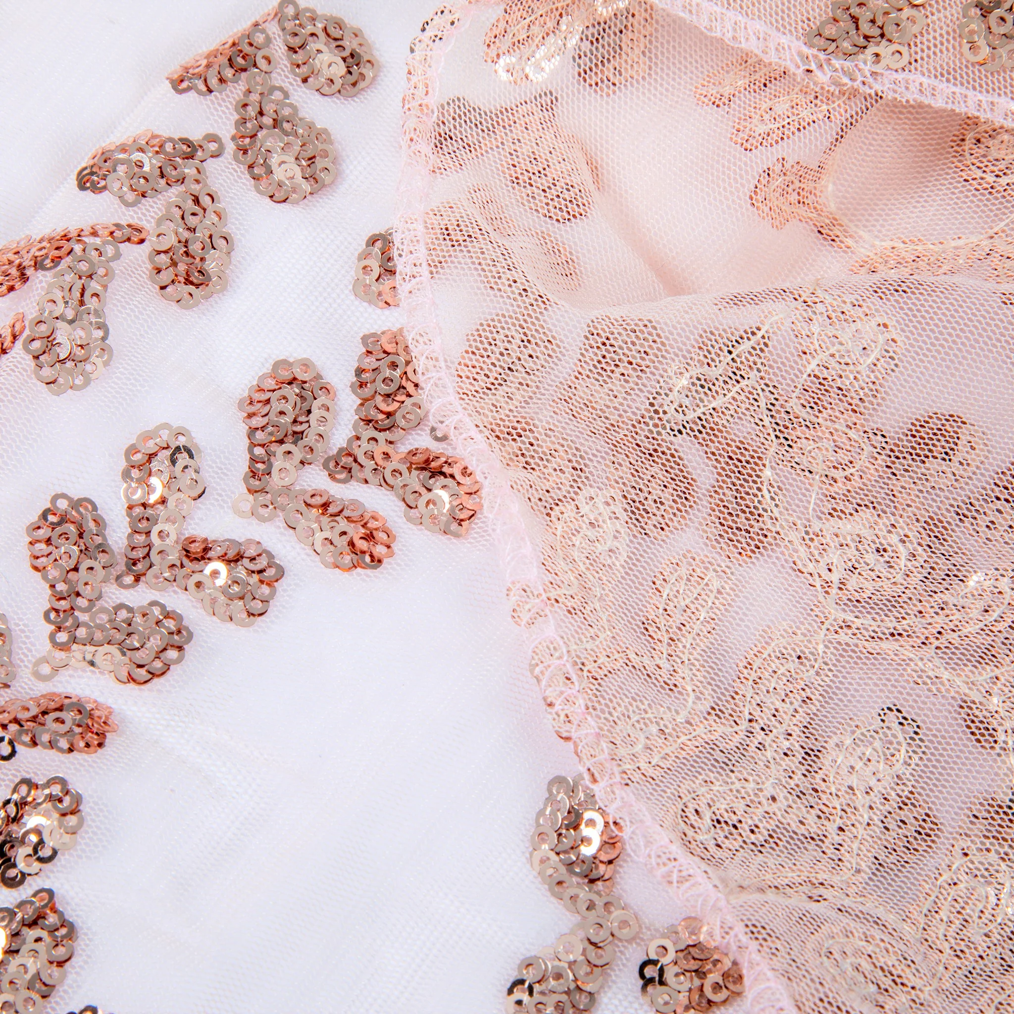 Sequin Vine Tablecloth Overlay 90"x132" Rectangle  - Blush/Rose Gold - Image 7