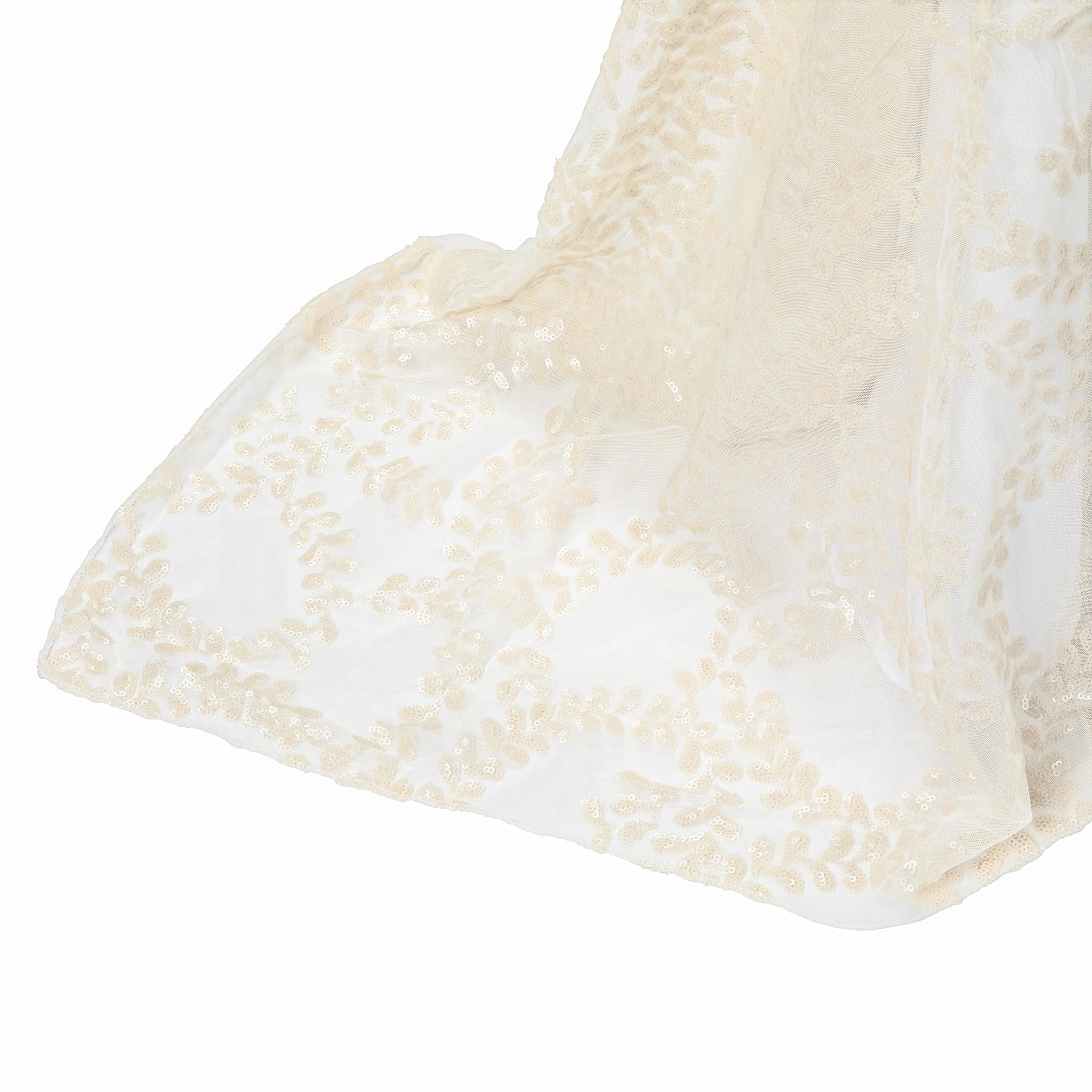 Sequin Vine Tablecloth Overlay 90"x132" Rectangle  - Light Ivory/Off White - Image 7