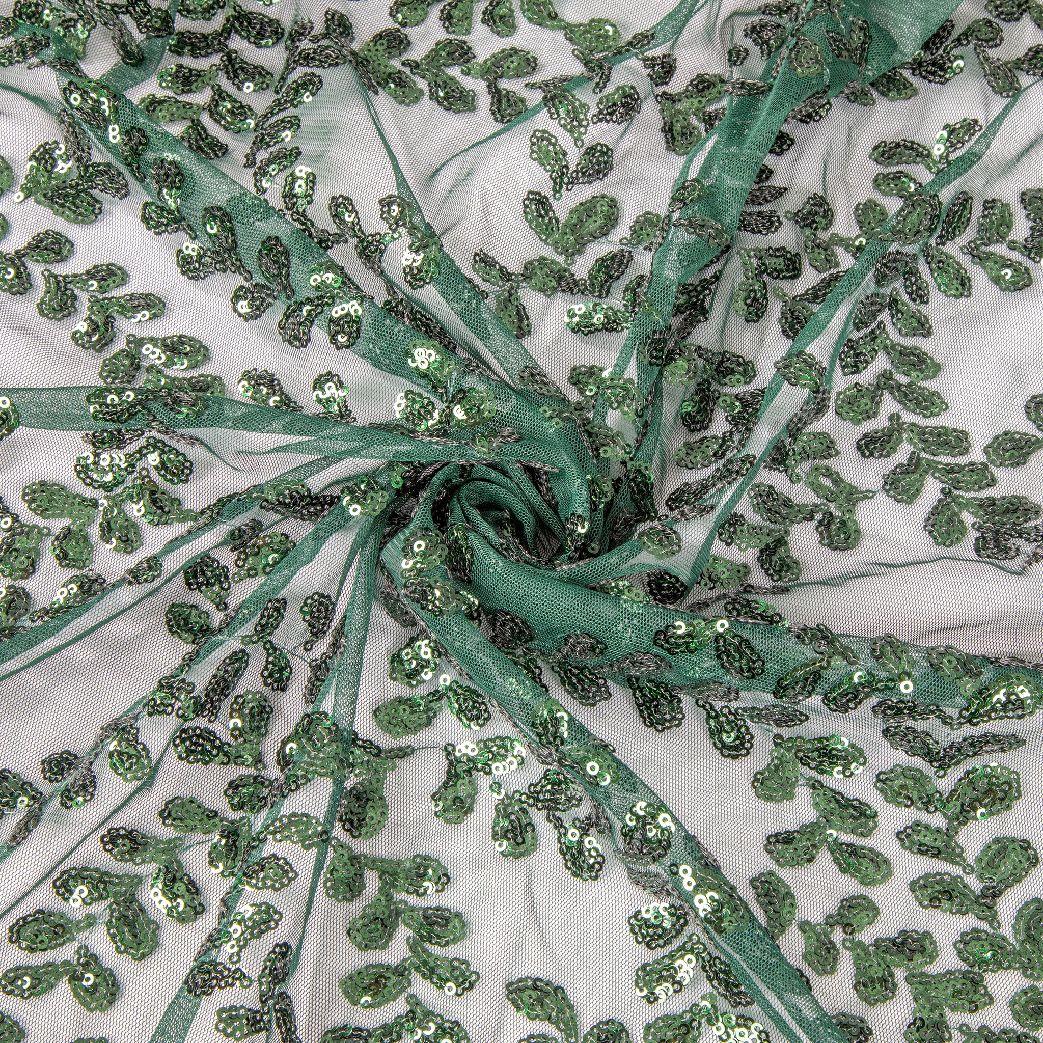 Sequin Vine Tablecloth Overlay 90"x156" Rectangle - Emerald Green - Image 2