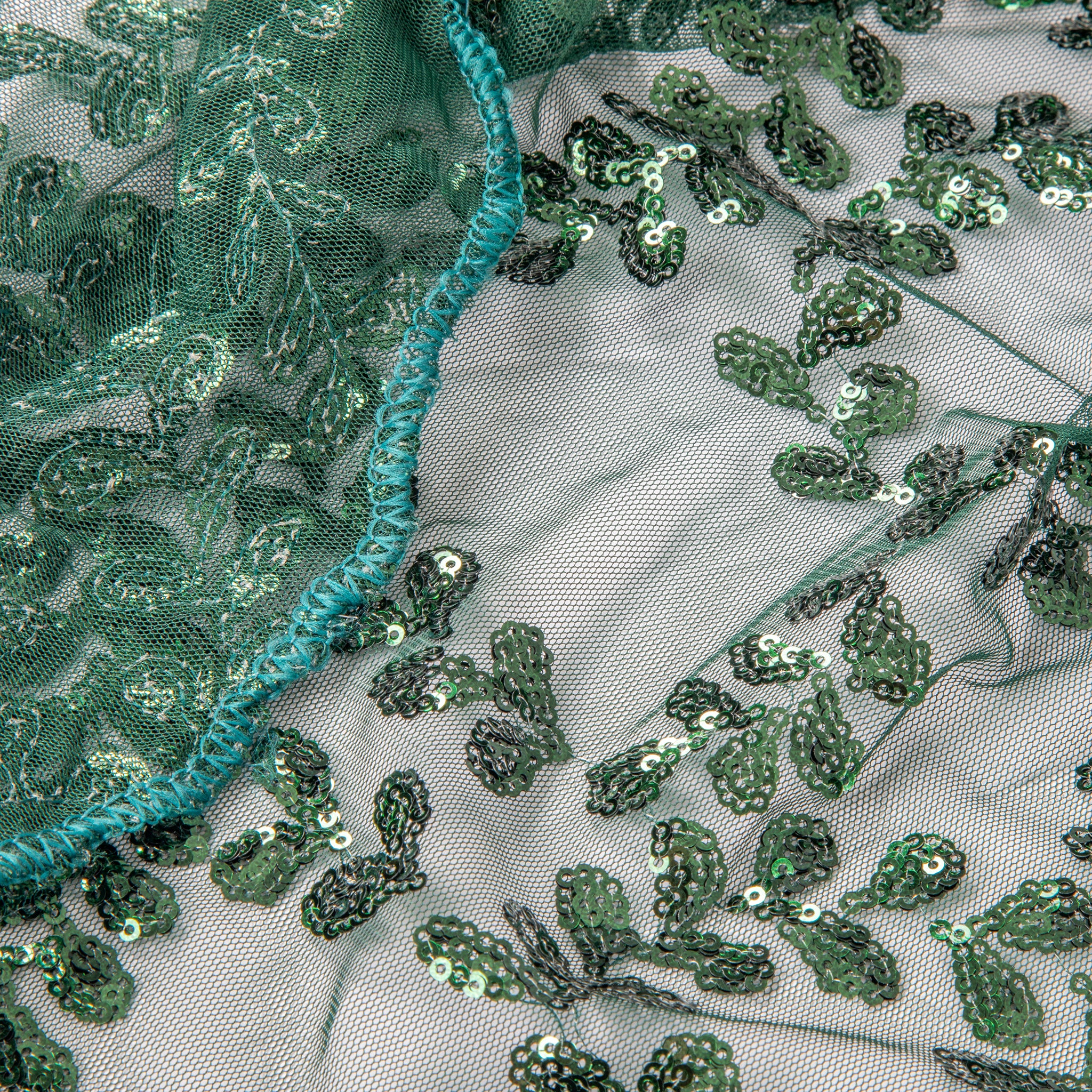 Sequin Vine Tablecloth Overlay 90"x156" Rectangle - Emerald Green - Image 6