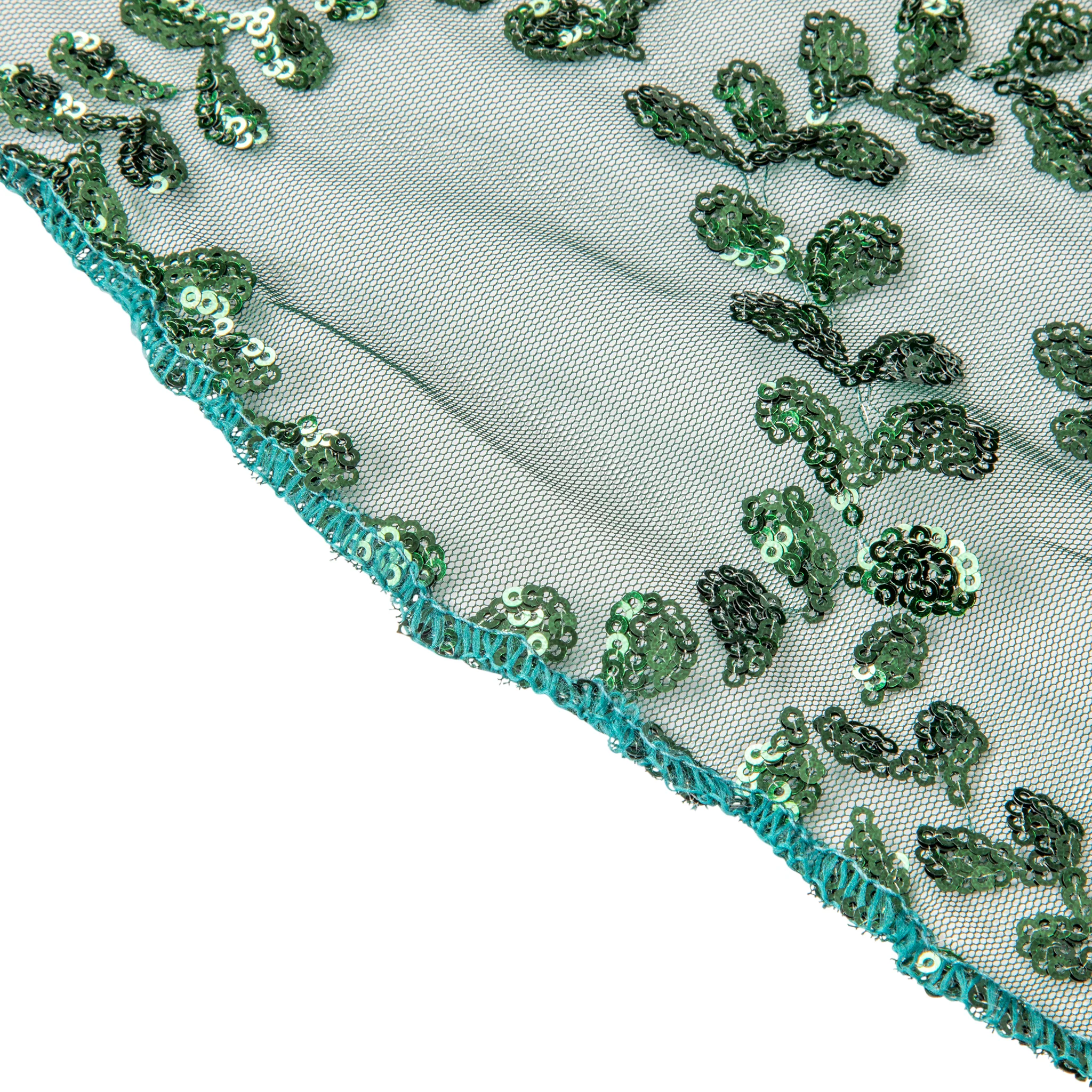 Sequin Vine Tablecloth Overlay 90"x156" Rectangle - Emerald Green - Image 7