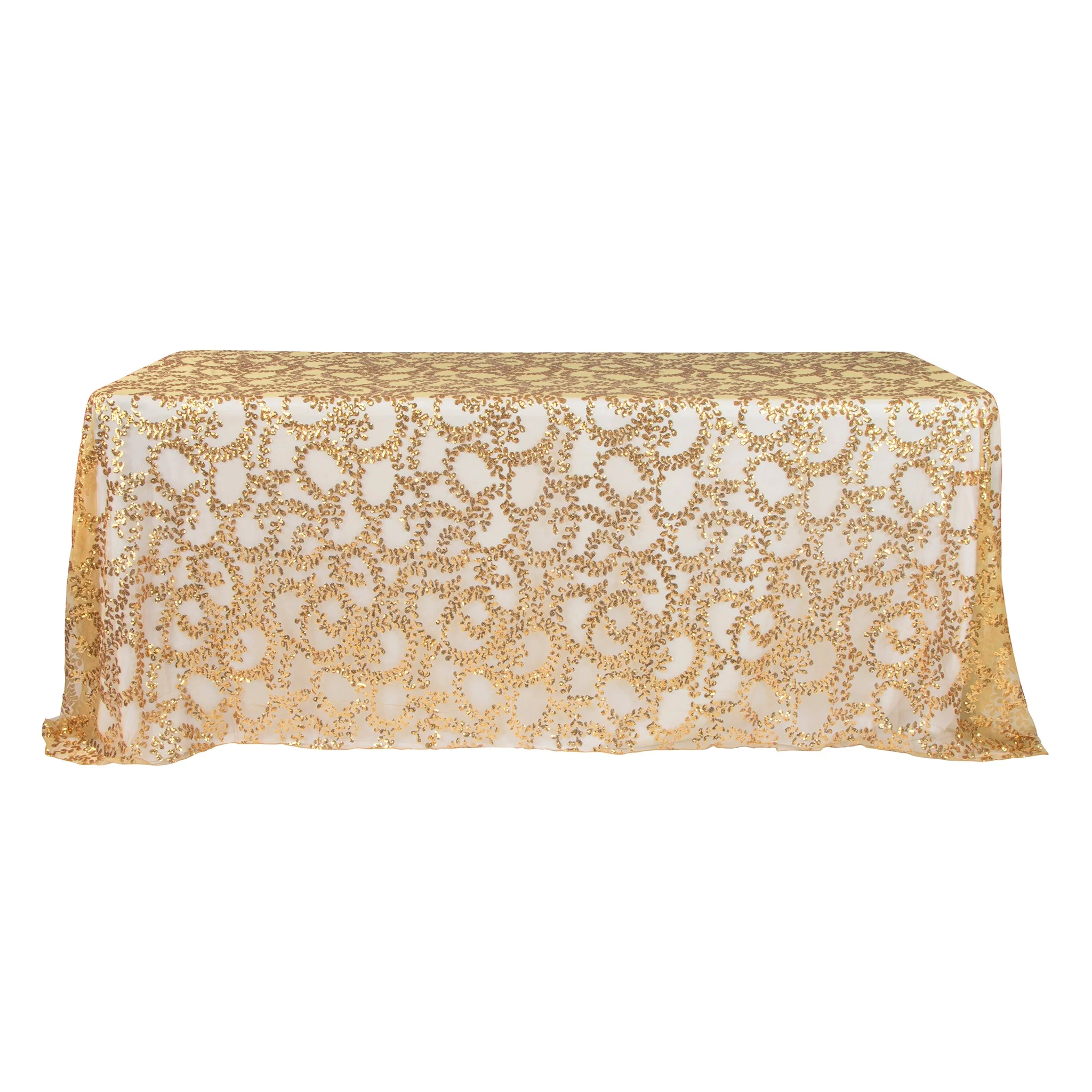 Sequin Vine Tablecloth Overlay 90"x156" Rectangle - Gold