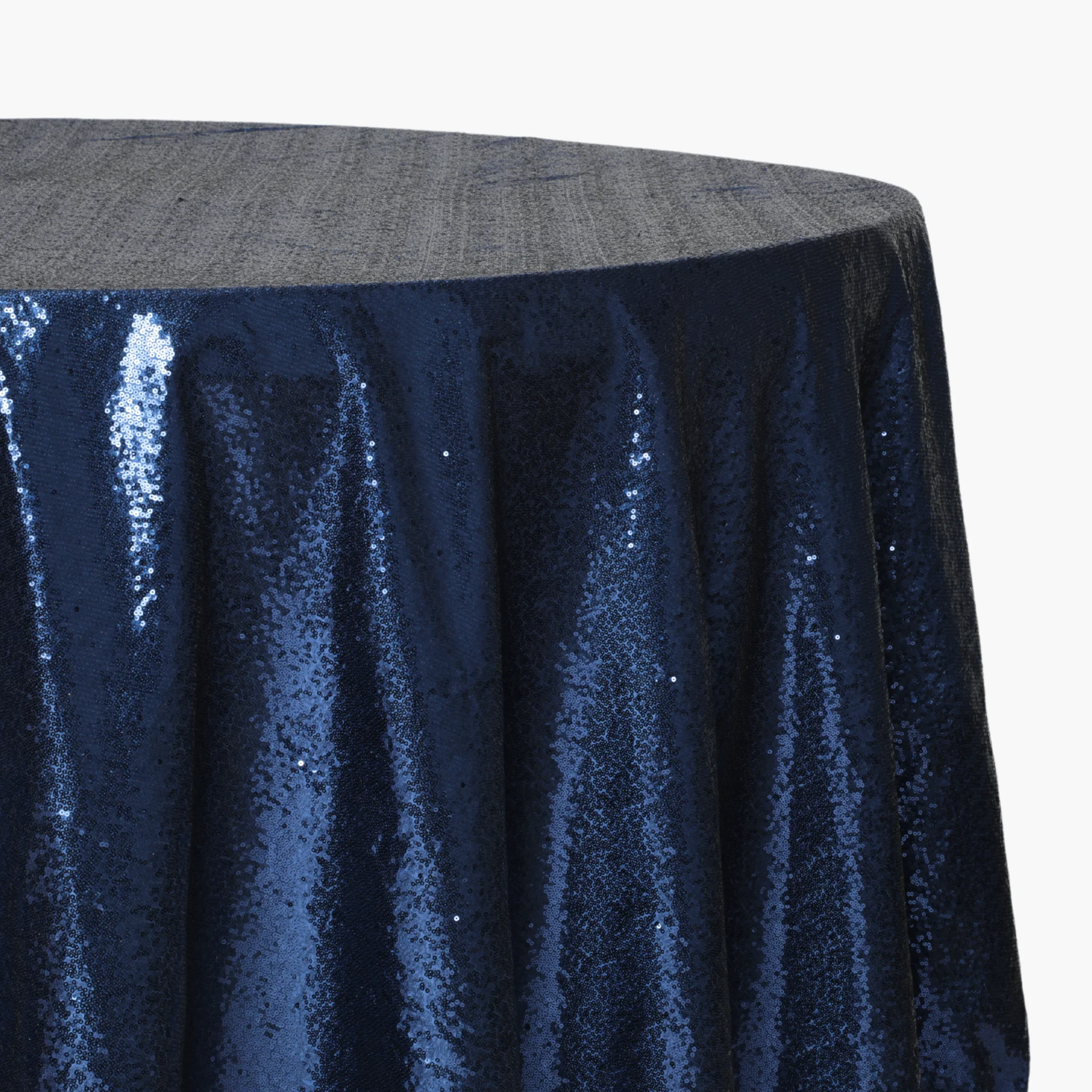 Glitz Sequins 132" Round Tablecloth - Navy Blue (New Tone) - Image 2