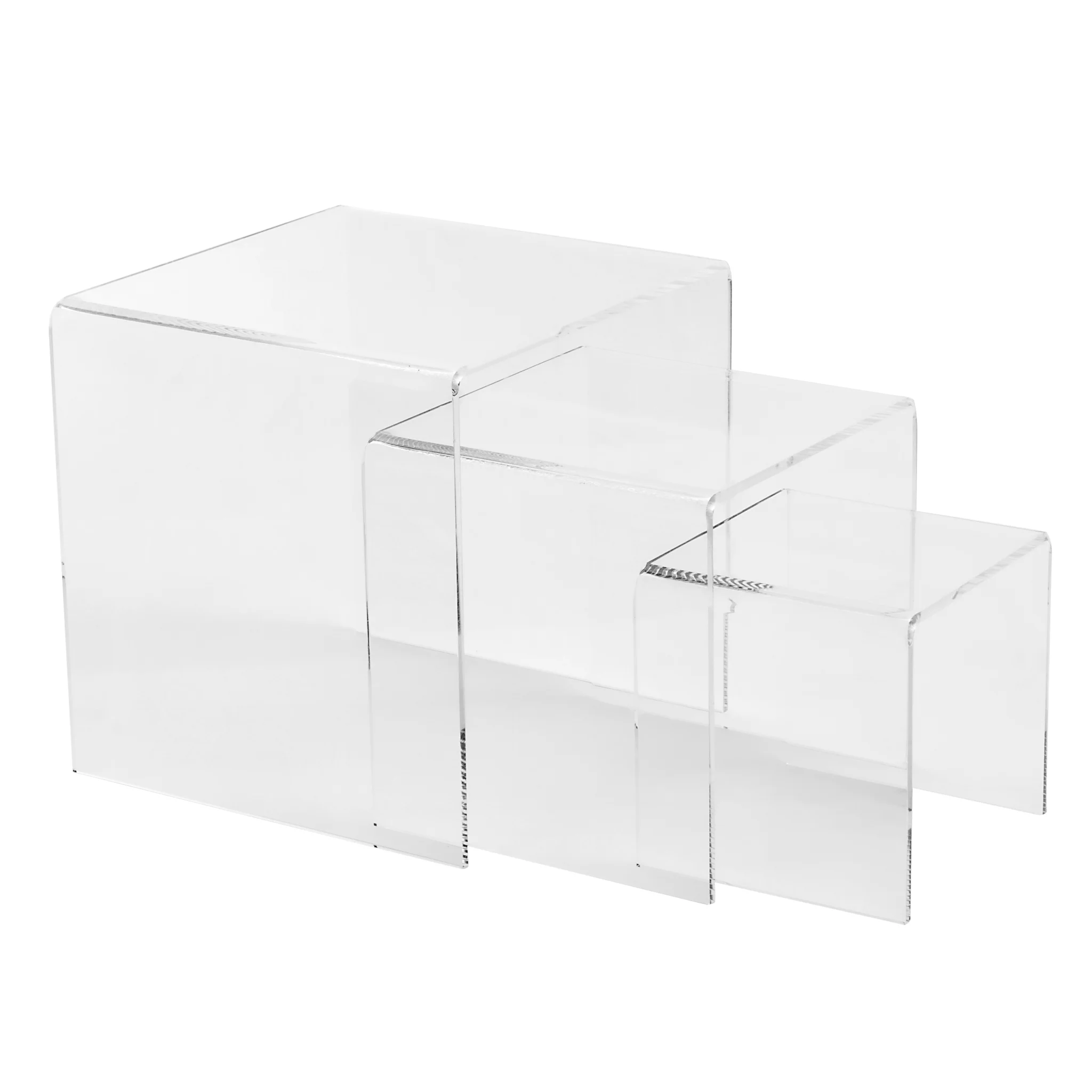 Set of 3 Acrylic Riser Display Stands - Clear - Image 2