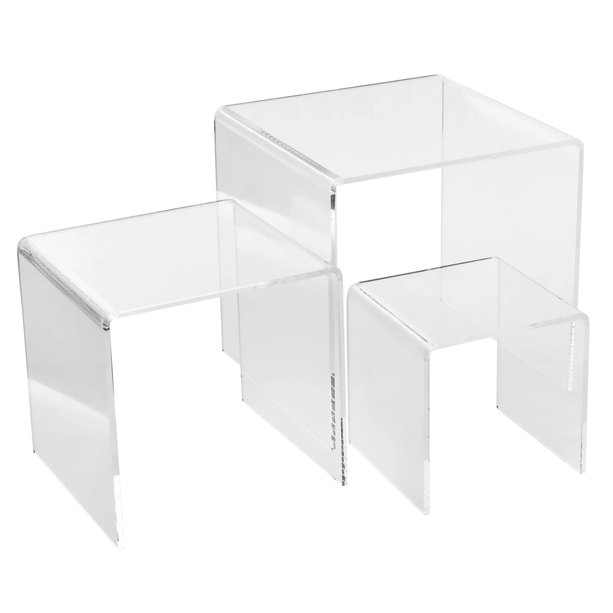 Set of 3 Acrylic Riser Display Stands - Clear - Image 3