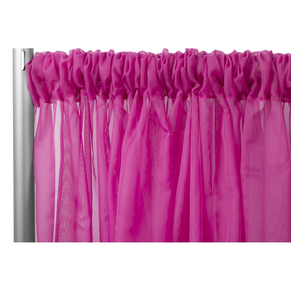 Sheer Voile Flame Retardant (FR) 10ft H x 118" W Drape/Backdrop Curtain Panel - Fuchsia